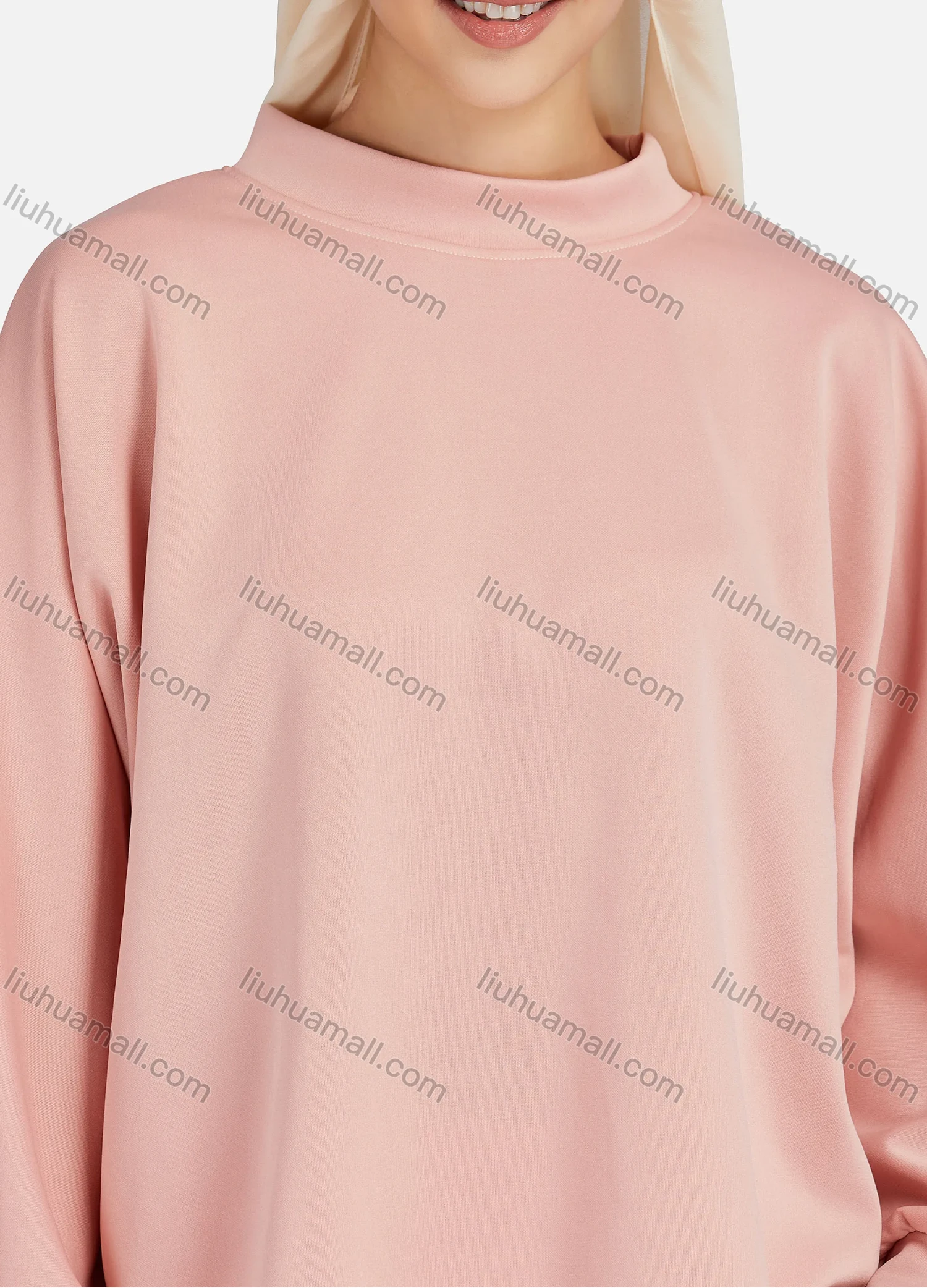 Wholesale Women's Casual Plain Mock Neck Long Sleeve Blouse 1372# - Liuhuamall