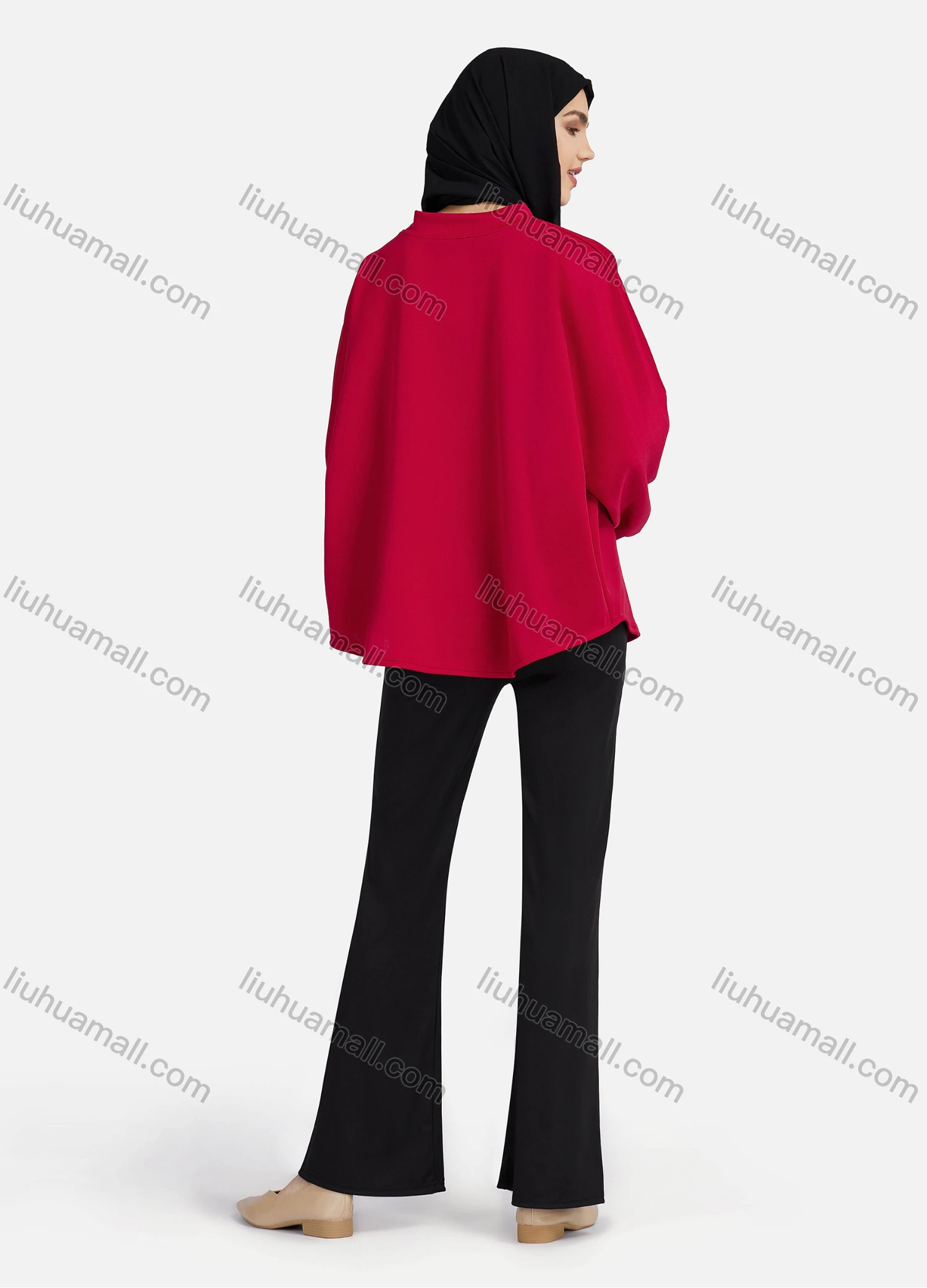 Wholesale Women's Casual Plain Mock Neck Long Sleeve Blouse 1372# - Liuhuamall