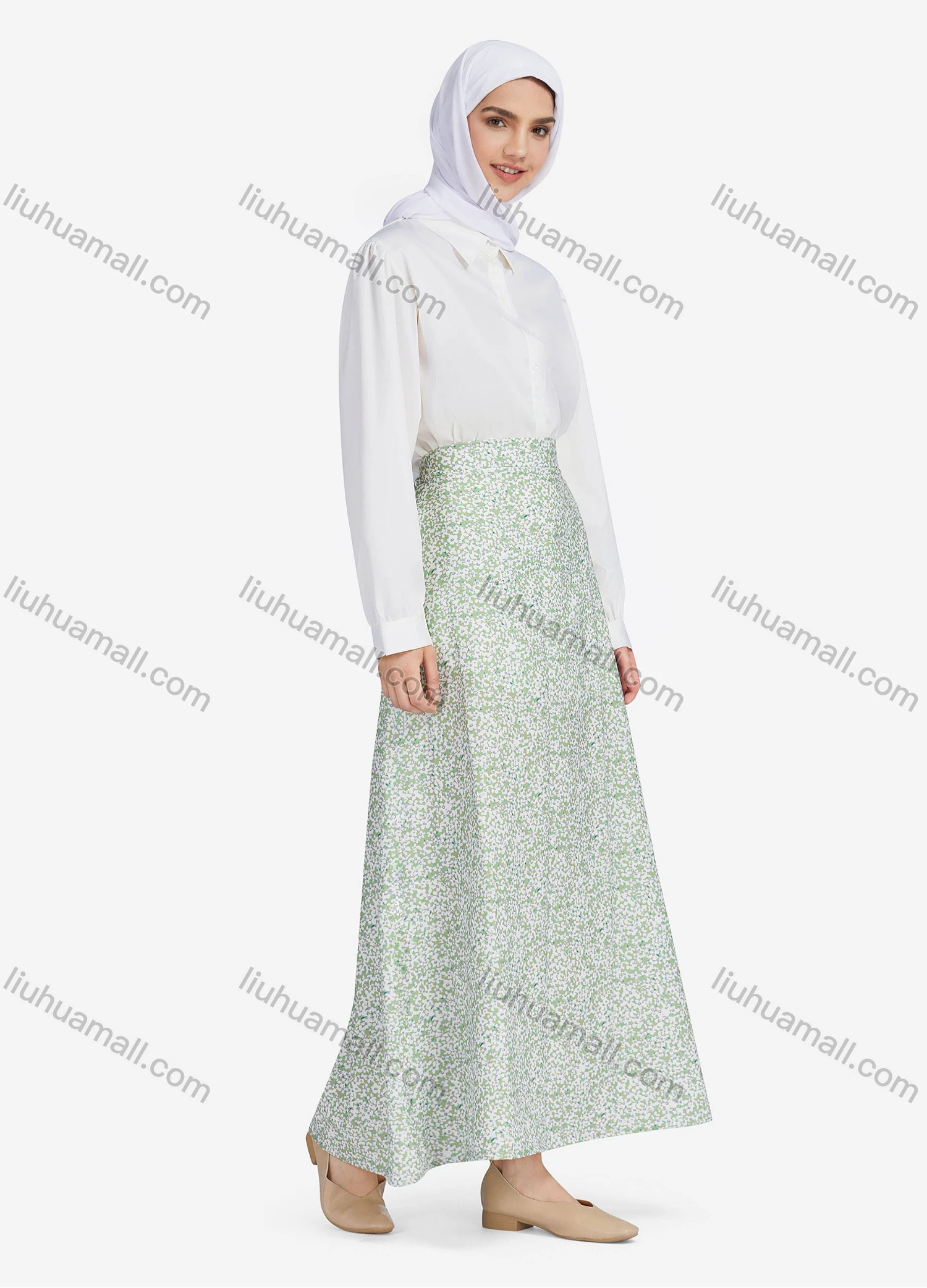 Wholesale Women's Casual Floral Print Elastic High Waist Maxi Skirts 1362# - Liuhuamall