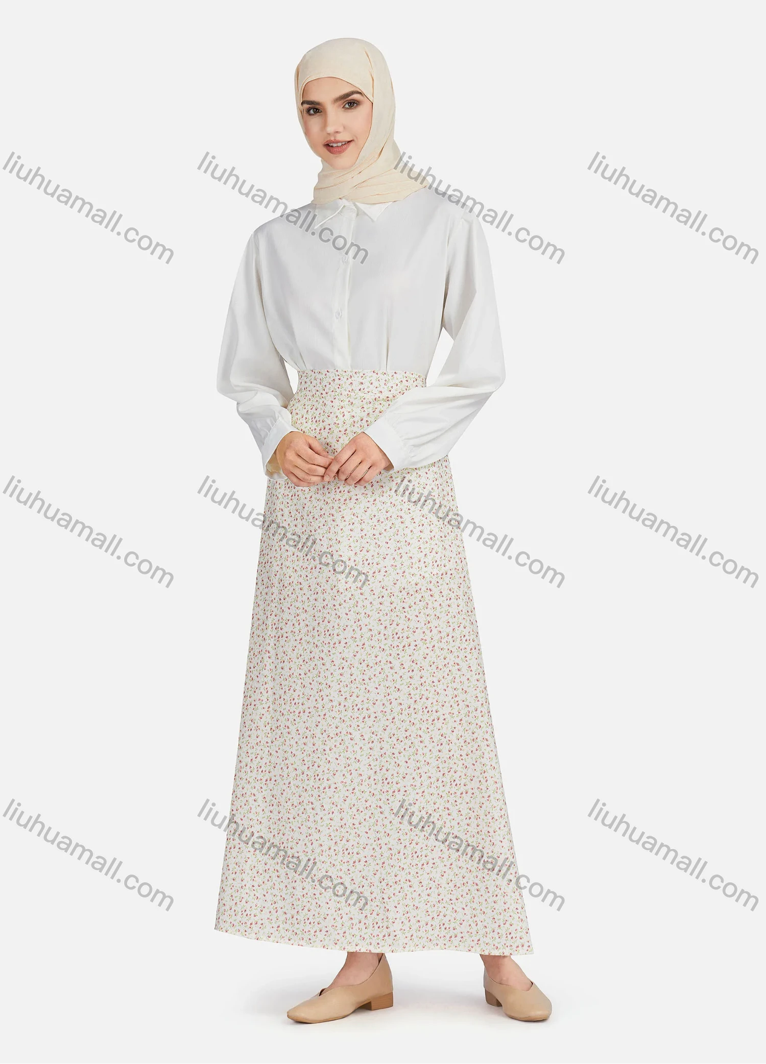 Wholesale Women's Casual Floral Print Elastic High Waist Maxi Skirts 1362# - Liuhuamall