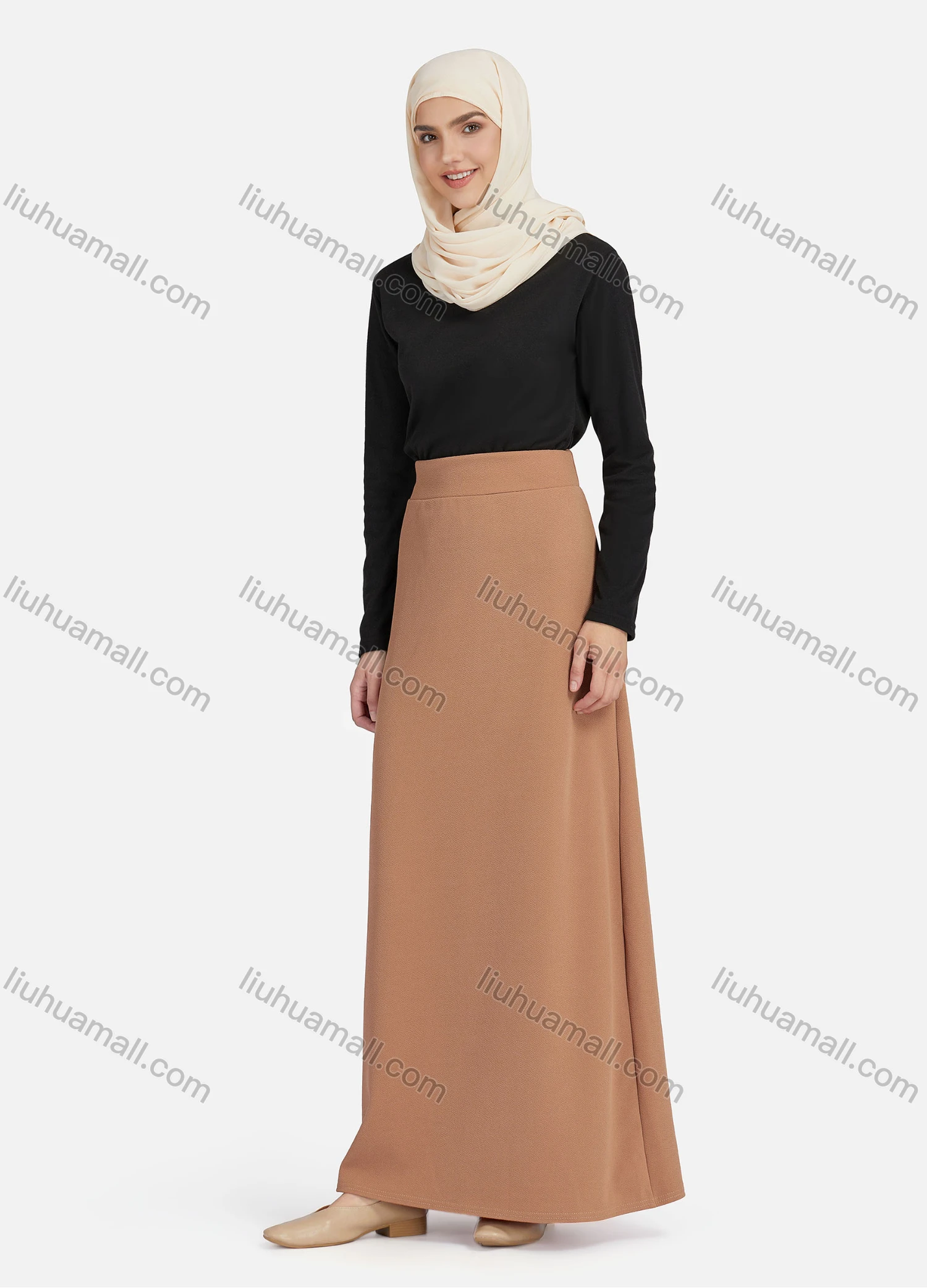 Wholesale Women's Casual Plain Elastic High Waist Maxi Skirts 1363# - Liuhuamall