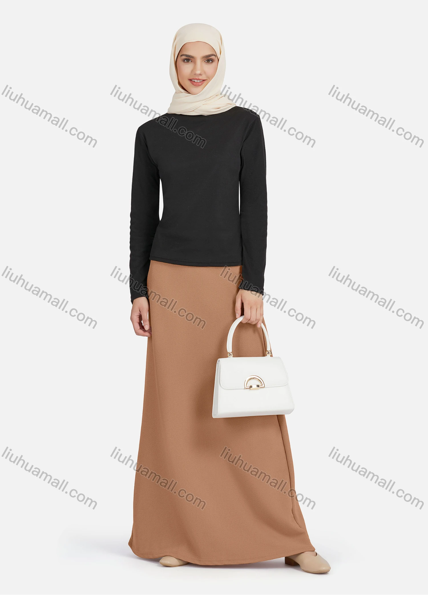 Wholesale Women's Casual Plain Elastic High Waist Maxi Skirts 1363# - Liuhuamall