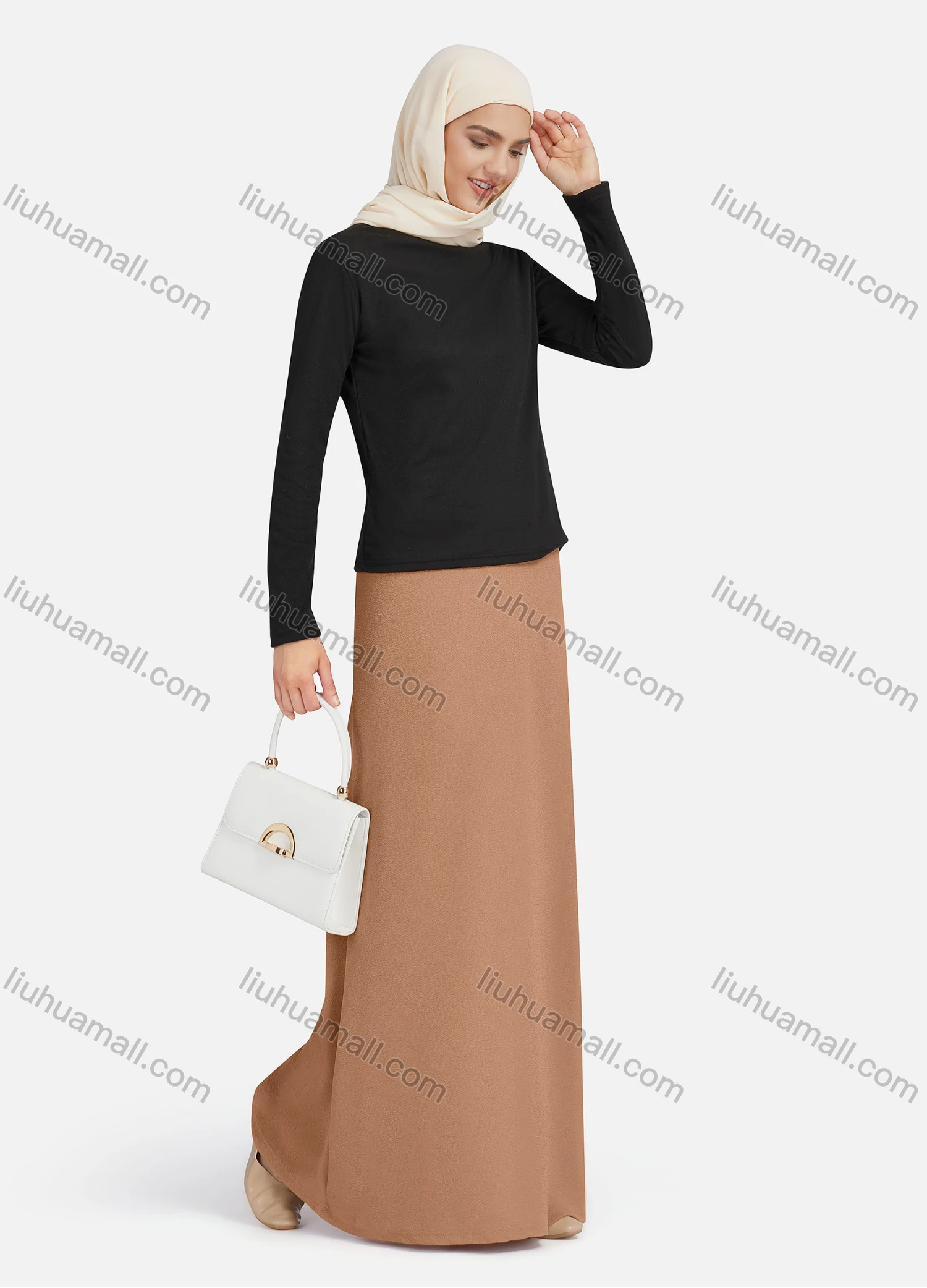Wholesale Women's Casual Plain Elastic High Waist Maxi Skirts 1363# - Liuhuamall