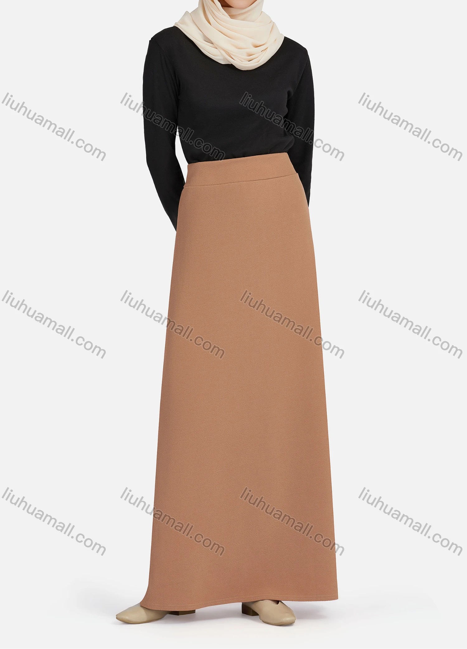 Wholesale Women's Casual Plain Elastic High Waist Maxi Skirts 1363# - Liuhuamall