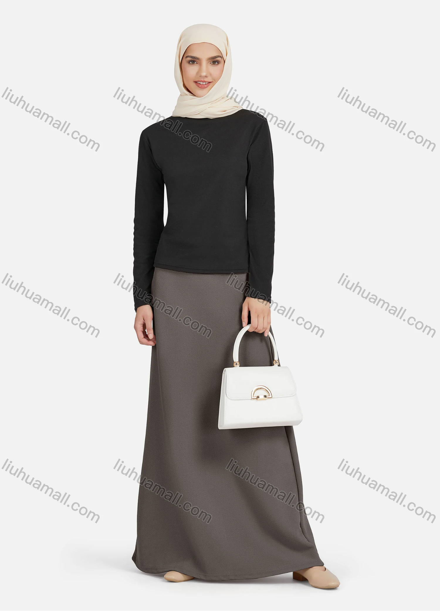 Wholesale Women's Casual Plain Elastic High Waist Maxi Skirts 1363# - Liuhuamall