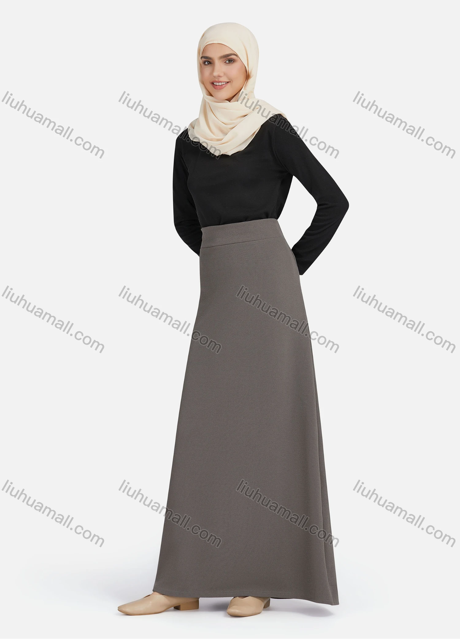 Wholesale Women's Casual Plain Elastic High Waist Maxi Skirts 1363# - Liuhuamall