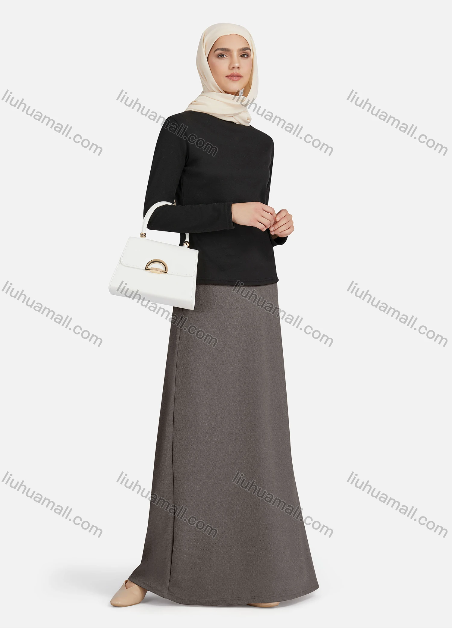 Wholesale Women's Casual Plain Elastic High Waist Maxi Skirts 1363# - Liuhuamall