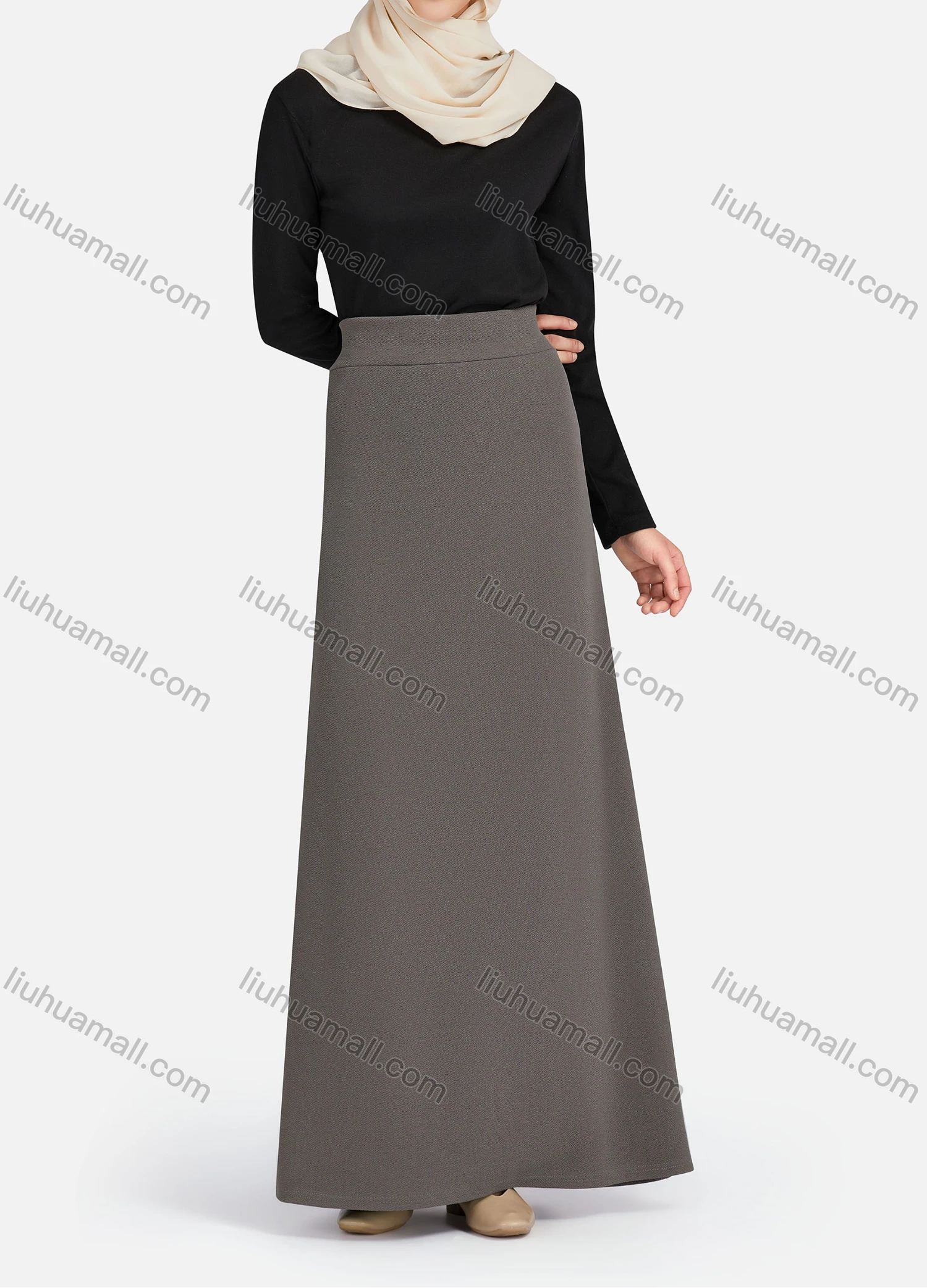 Wholesale Women's Casual Plain Elastic High Waist Maxi Skirts 1363# - Liuhuamall