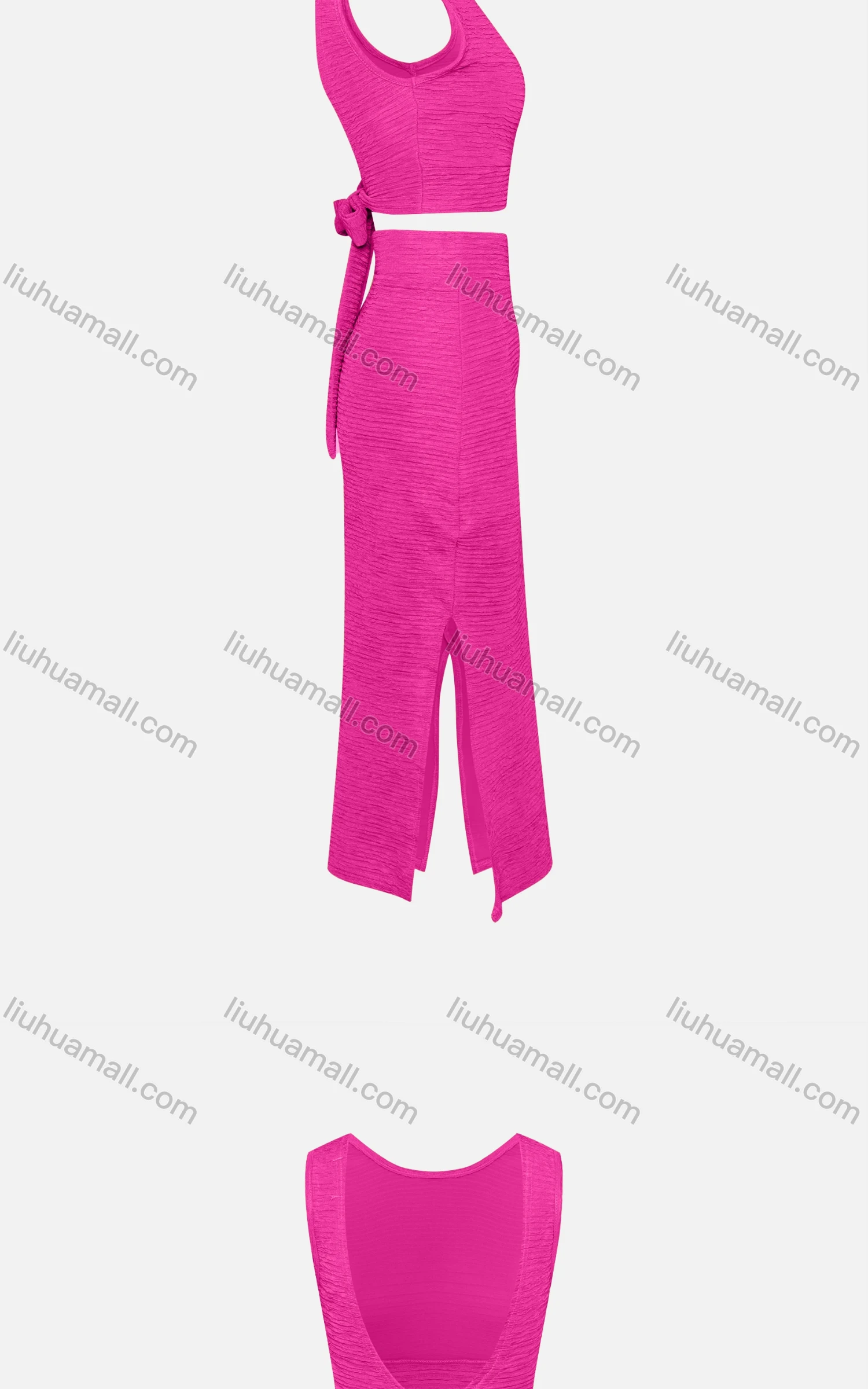 Wholesale Women's Sexy Plain Crop Backless Tie Back Tank Top 2-piece Set 313# - Liuhuamall