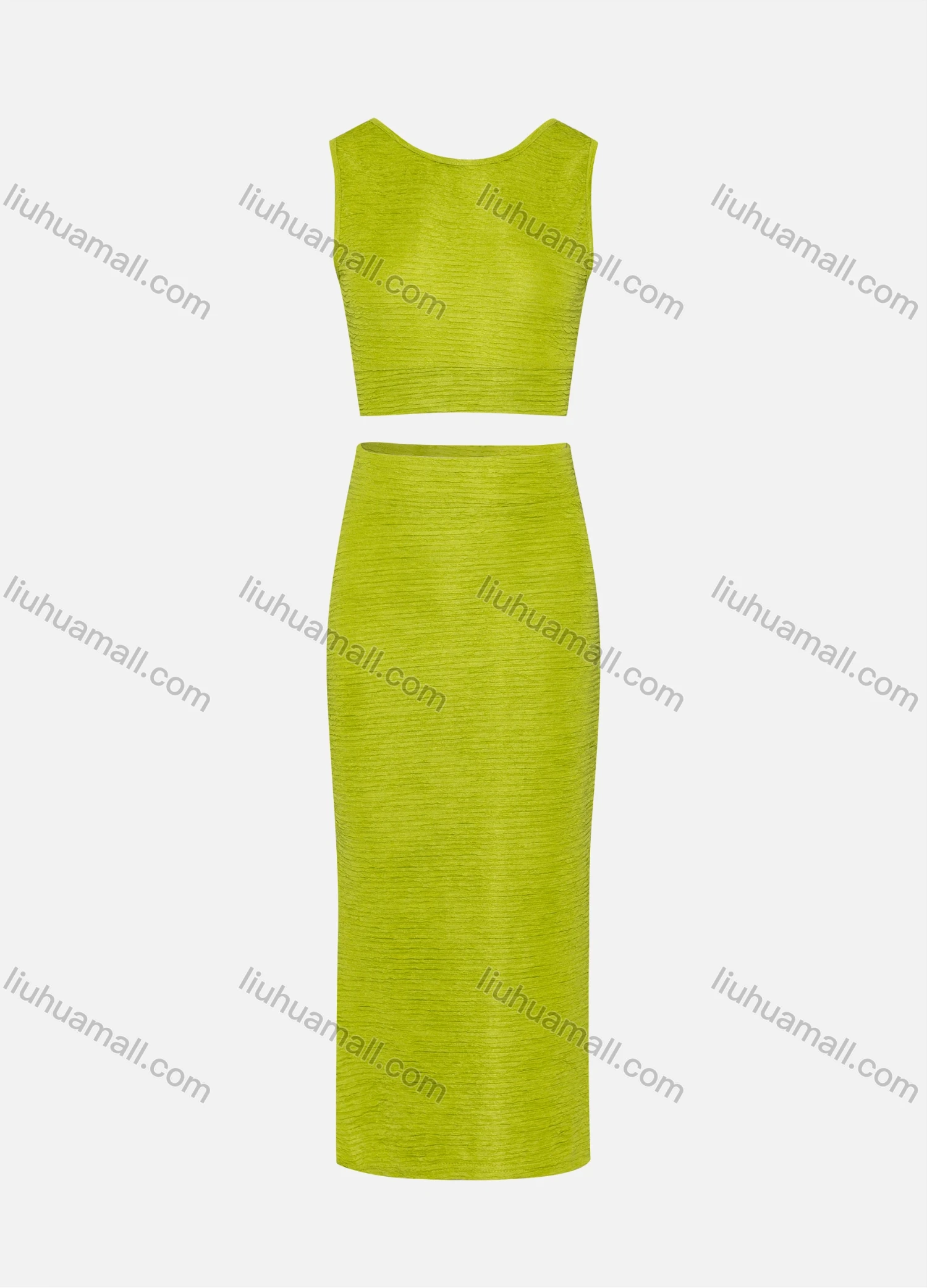 Wholesale Women's Sexy Plain Crop Backless Tie Back Tank Top 2-piece Set 313# - Liuhuamall