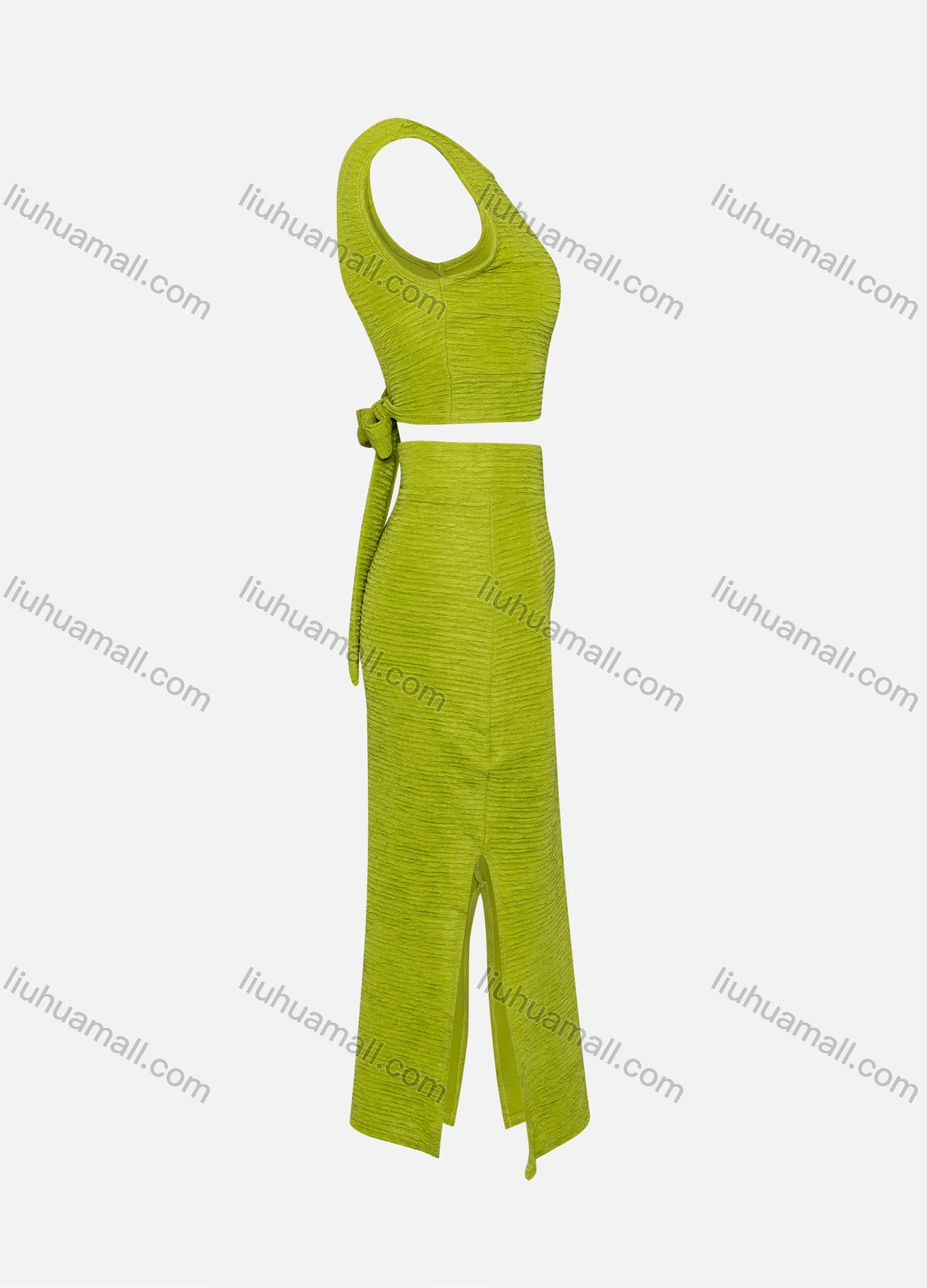 Wholesale Women's Sexy Plain Crop Backless Tie Back Tank Top 2-piece Set 313# - Liuhuamall