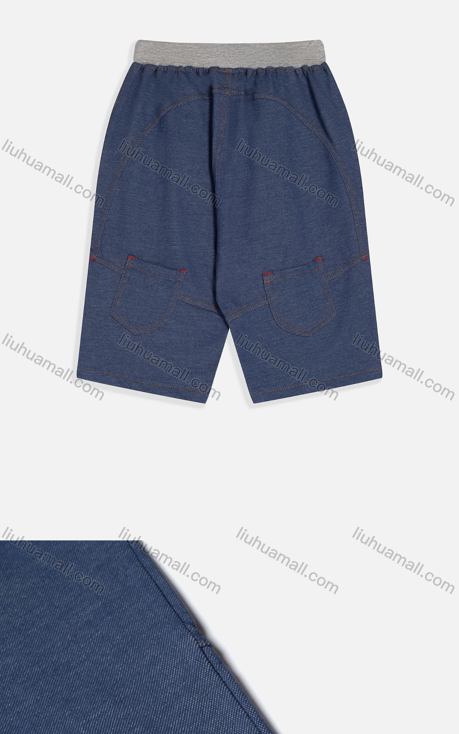 Wholesale Kid's Casual Multiple Pockets Label Sewing Knit Denim Shorts MB20BKZ363# - Liuhuamall