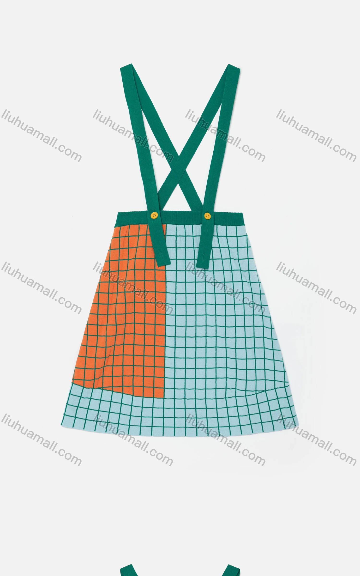 Wholesale Girls' Casual Plaid Colorblock Spaghetti Strap Knit Skirt MB22ALQ628# - Liuhuamall