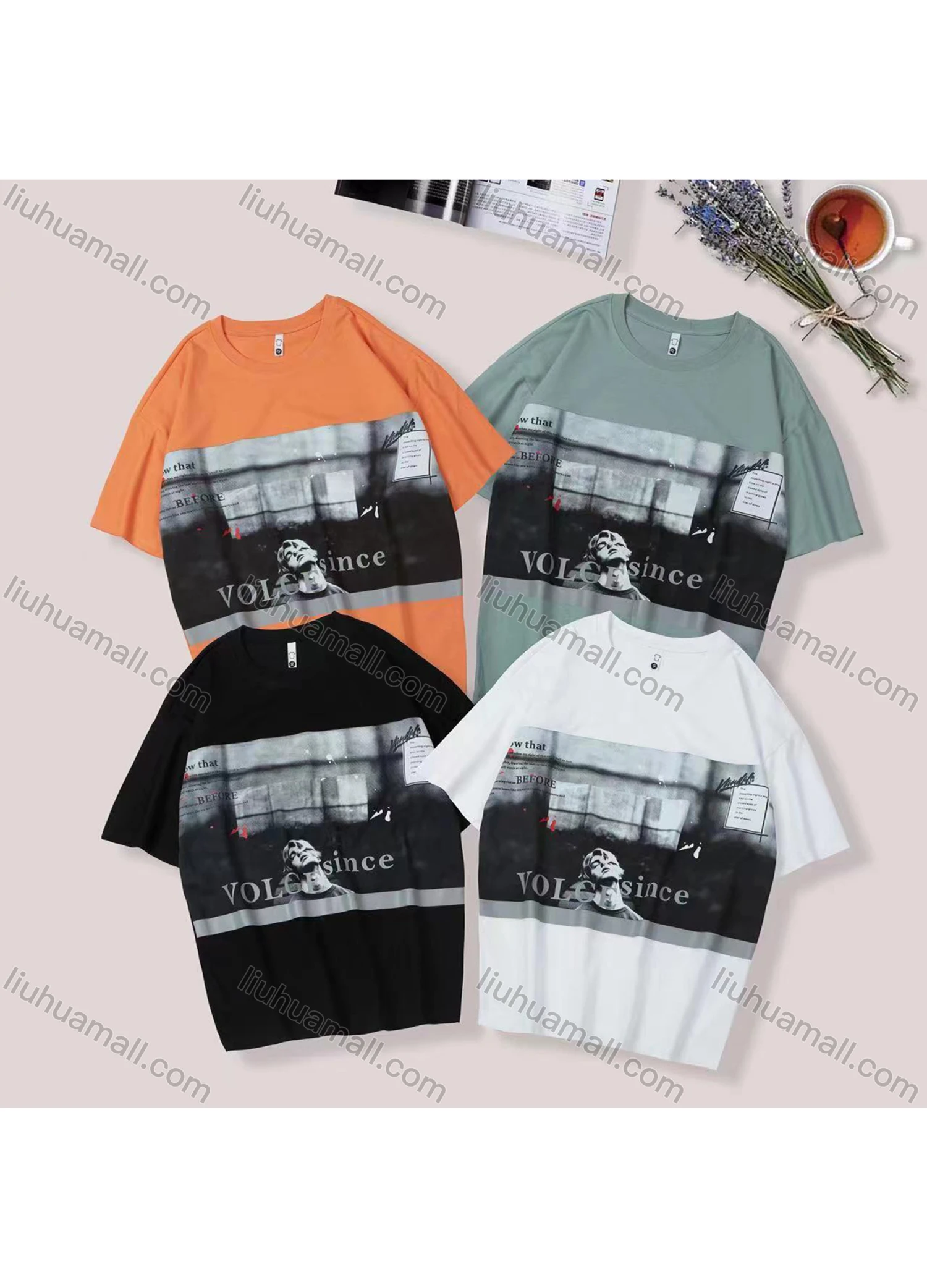Wholesale Unisex's Men/Women Casual Graphic Round Neck Short Sleeve Tee - Liuhuamall