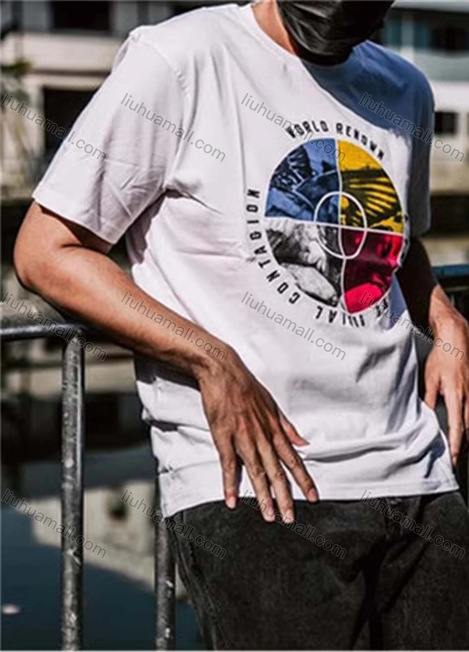 Wholesale Men's Round Neck Short Sleeve Letter Graphic T-Shirt 1808C4994# - Liuhuamall