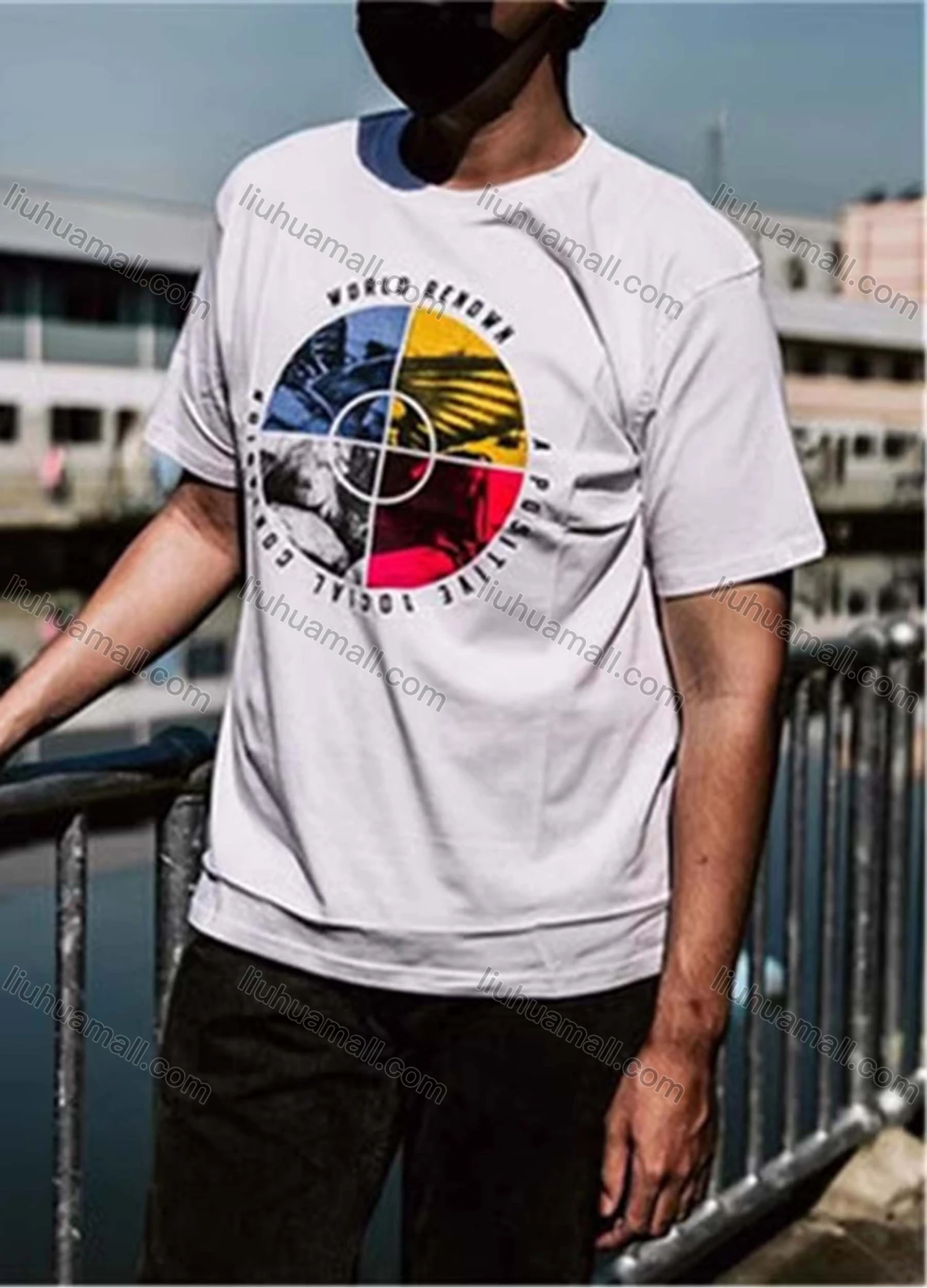 Wholesale Men's Round Neck Short Sleeve Letter Graphic T-Shirt 1808C4994# - Liuhuamall