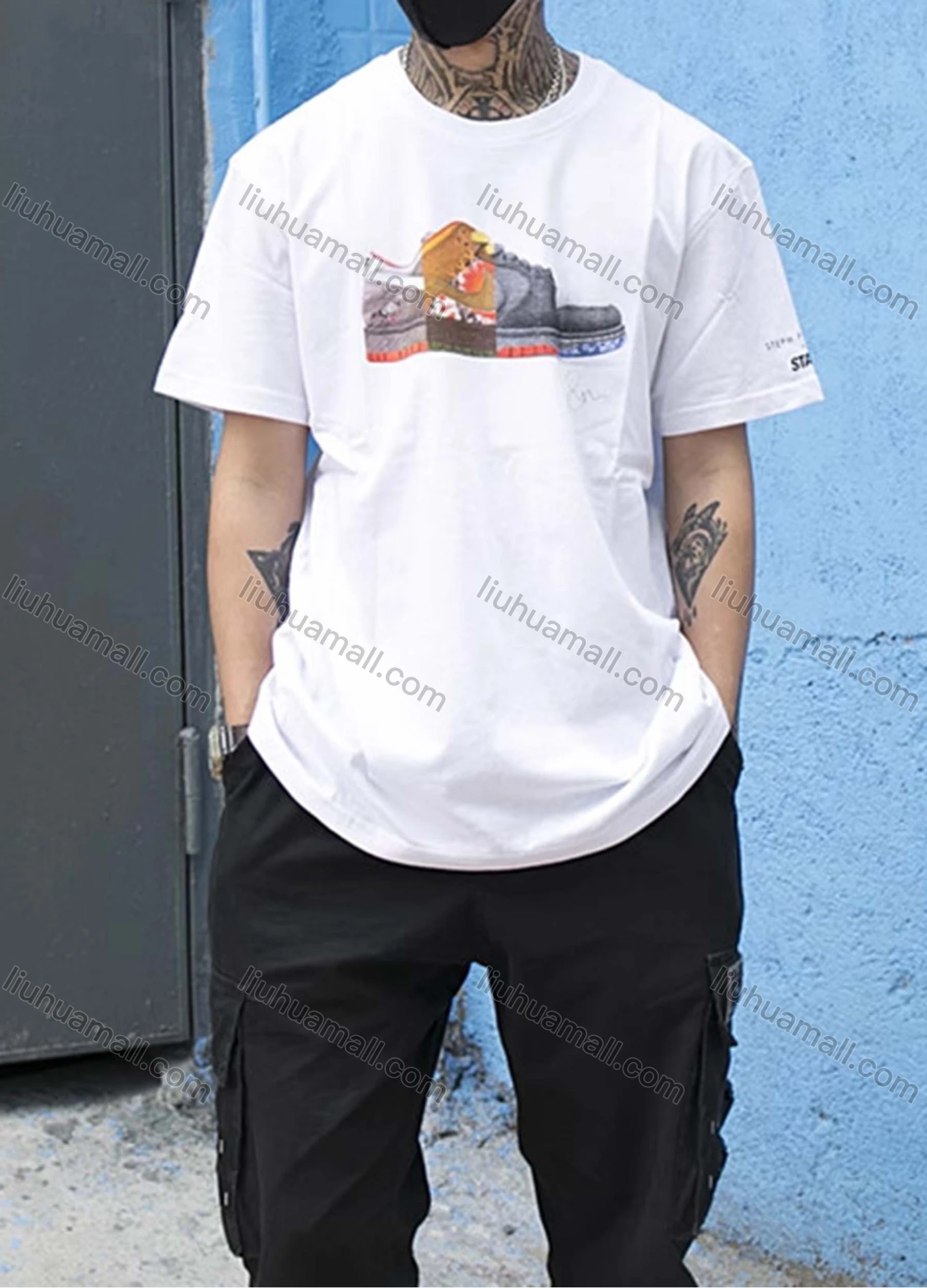 Wholesale Men's Round Neck Short Sleeve Shoe Graphic T-Shirt 1908C10115# - Liuhuamall