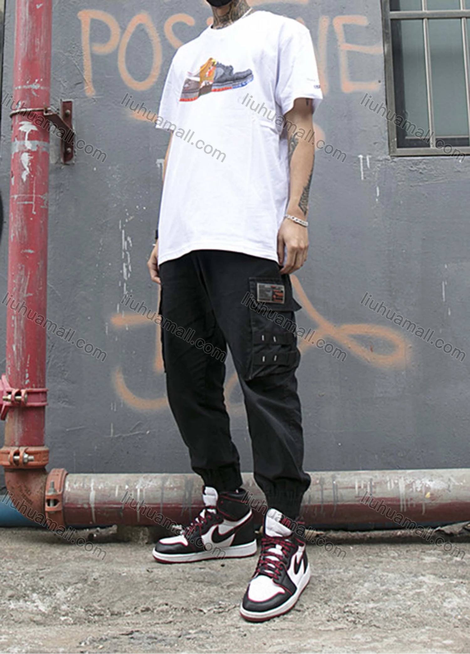 Wholesale Men's Round Neck Short Sleeve Shoe Graphic T-Shirt 1908C10115# - Liuhuamall