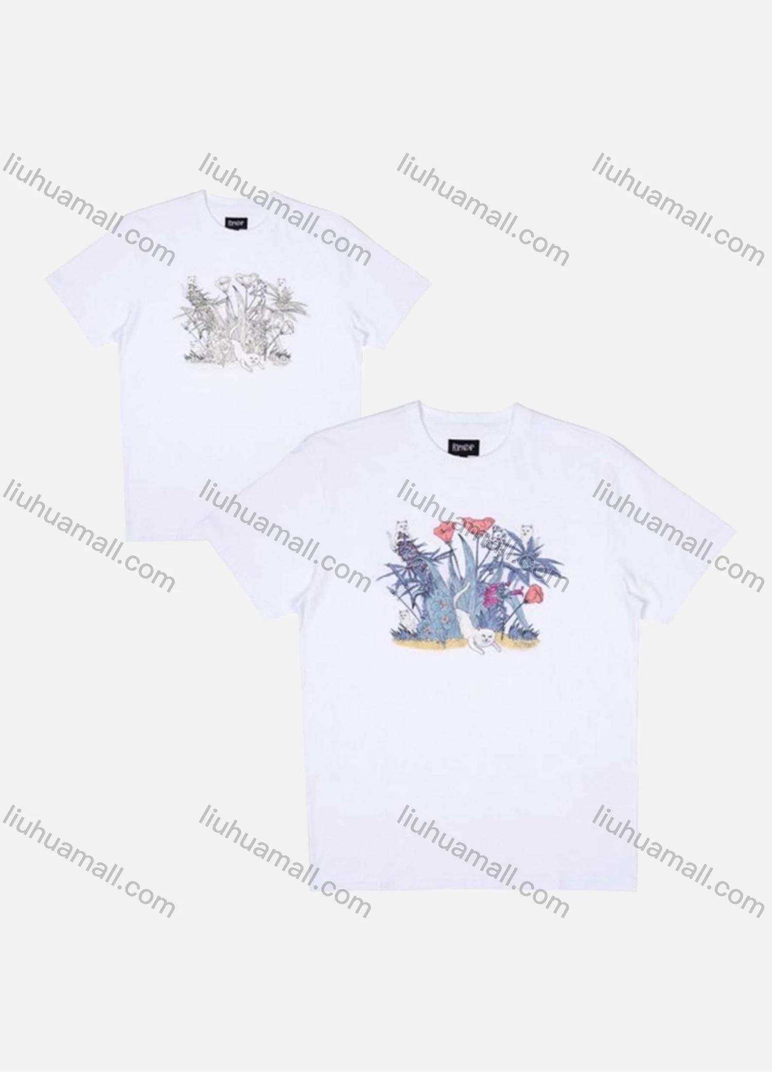 Wholesale Men's Round Neck Short Sleeve Floral Graphic T-Shirt 3549# - Liuhuamall