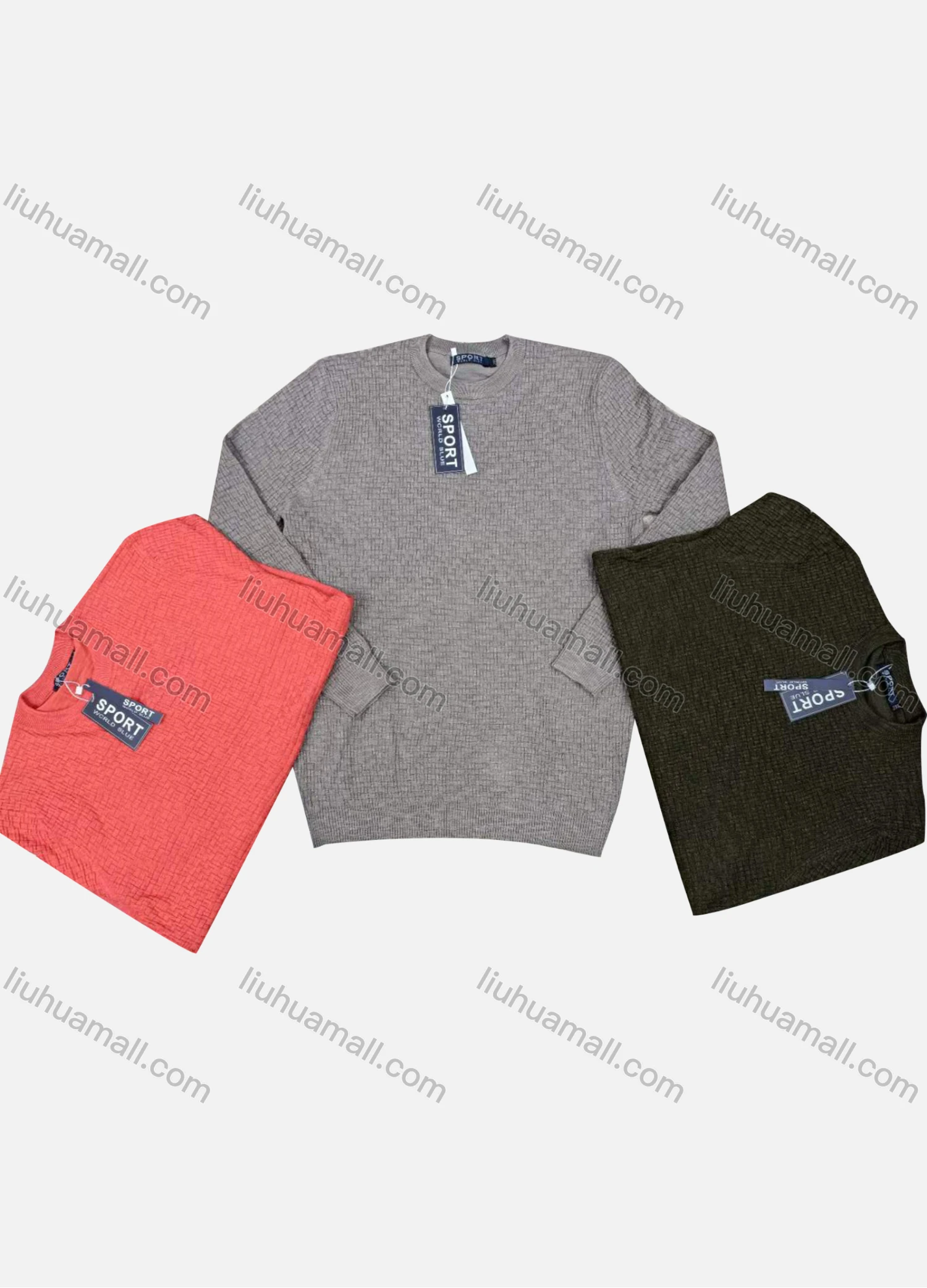 Wholesale Men's Casual Plain Round Neck Long Sleeve Sweater - Liuhuamall