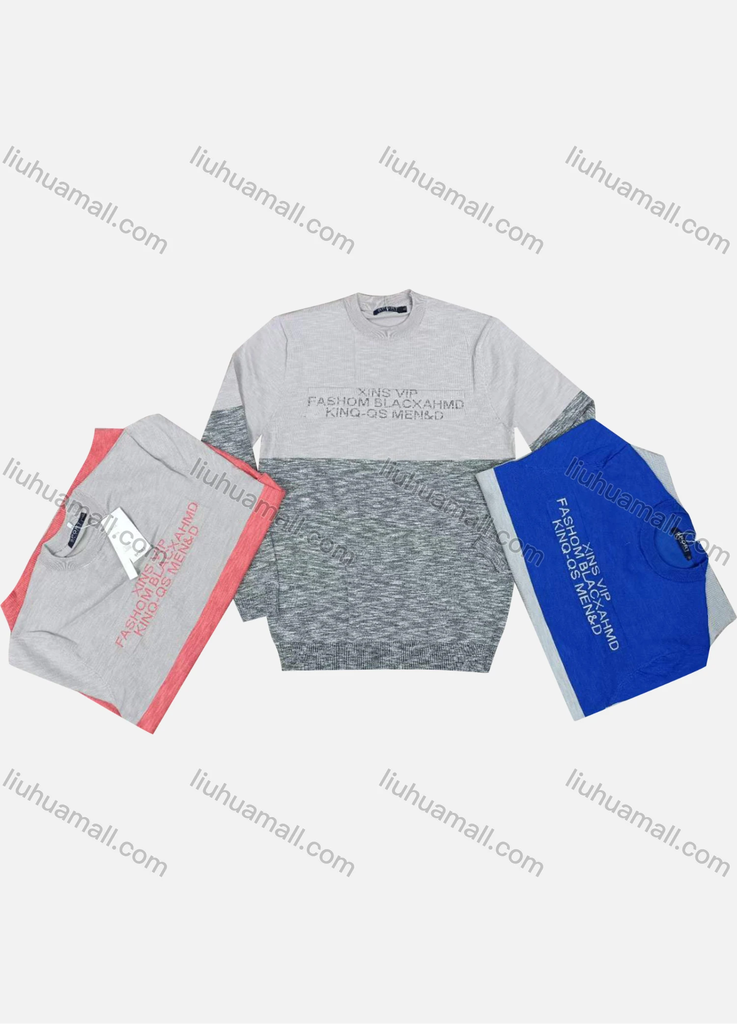 Wholesale Men's Casual Colorblock Round Neck Long Sleeve Sweater - Liuhuamall