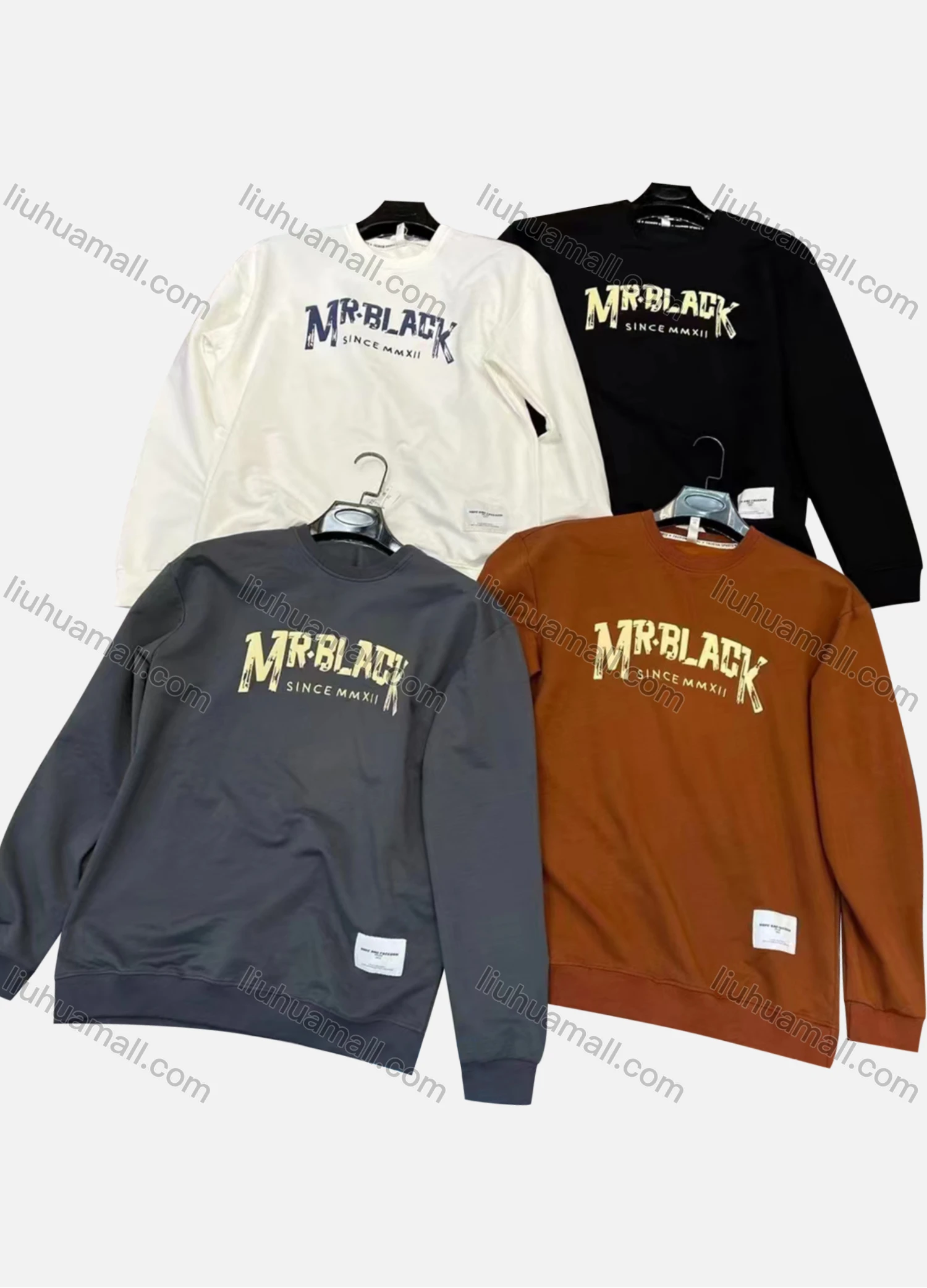 Wholesale Men's Casual Round Neck Long Sleeve Letter Graphic Sweatshirt 6101# - Liuhuamall