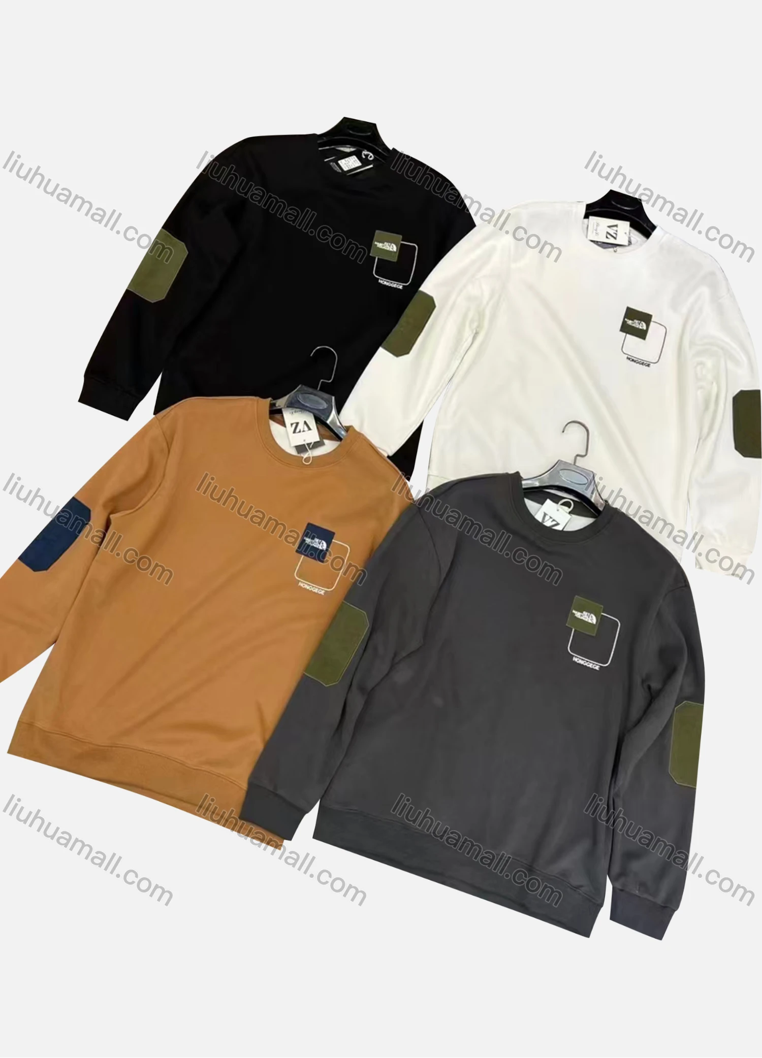 Wholesale Men' Casual Round Neck Patchwork Long Sleeve Logo Sweatshirt 33209# - Liuhuamall