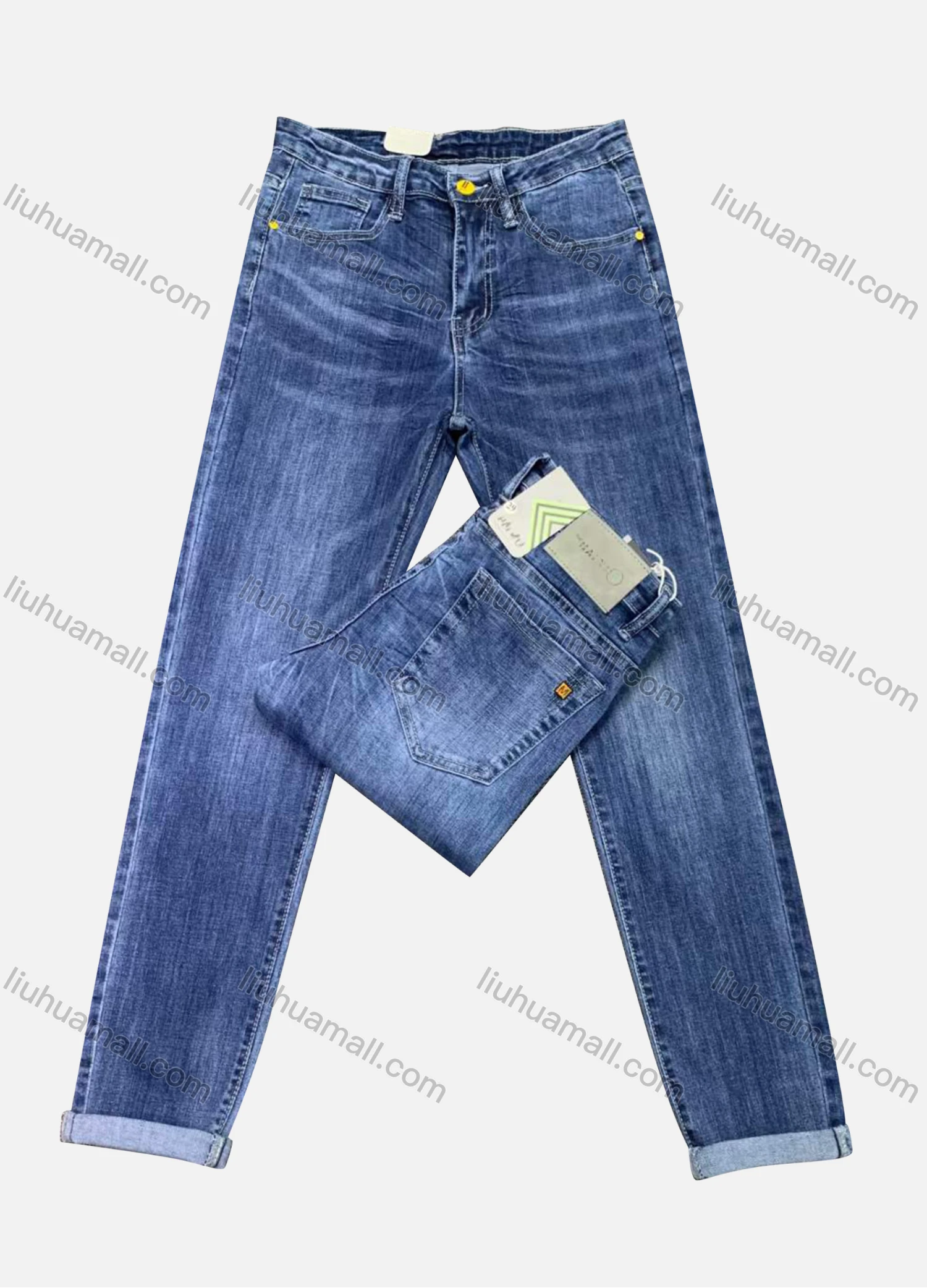 Wholesale Men's Casual Plain Distressed Ankle Length Straight Leg Jean 925# - Liuhuamall