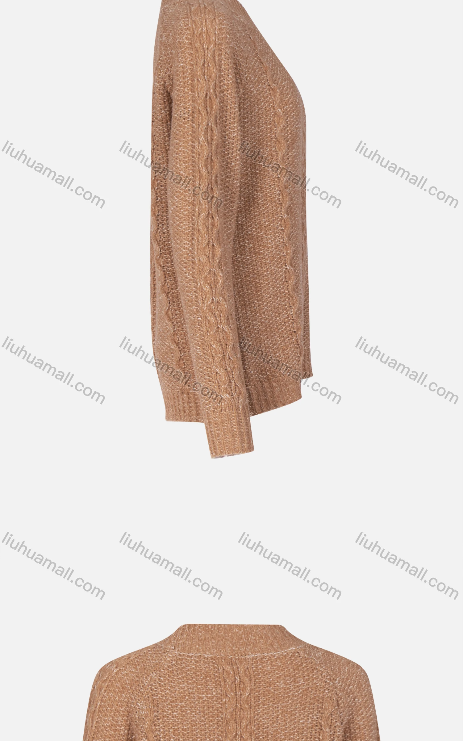 Wholesale Women's Casual Mock Neck Long Sleeve Cable Knit Sweater 6018-11# - Liuhuamall