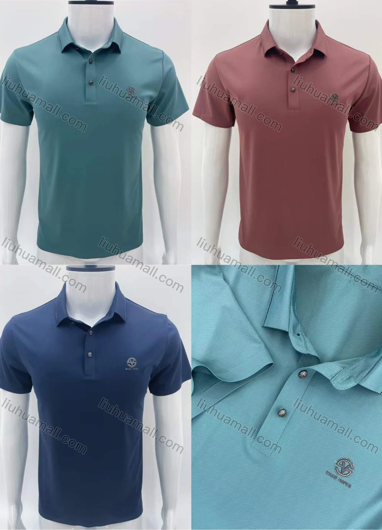 Wholesale Men's Casual Collared Short Sleeve Button Front Plain Polo Shirt 681# - Liuhuamall