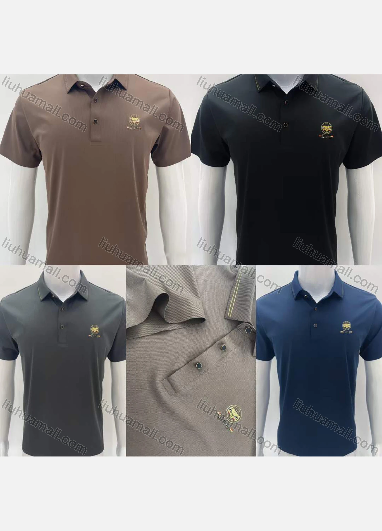 Wholesale Men's Casual Collared Short Sleeve Button Front Plain Polo Shirt 7611# - Liuhuamall