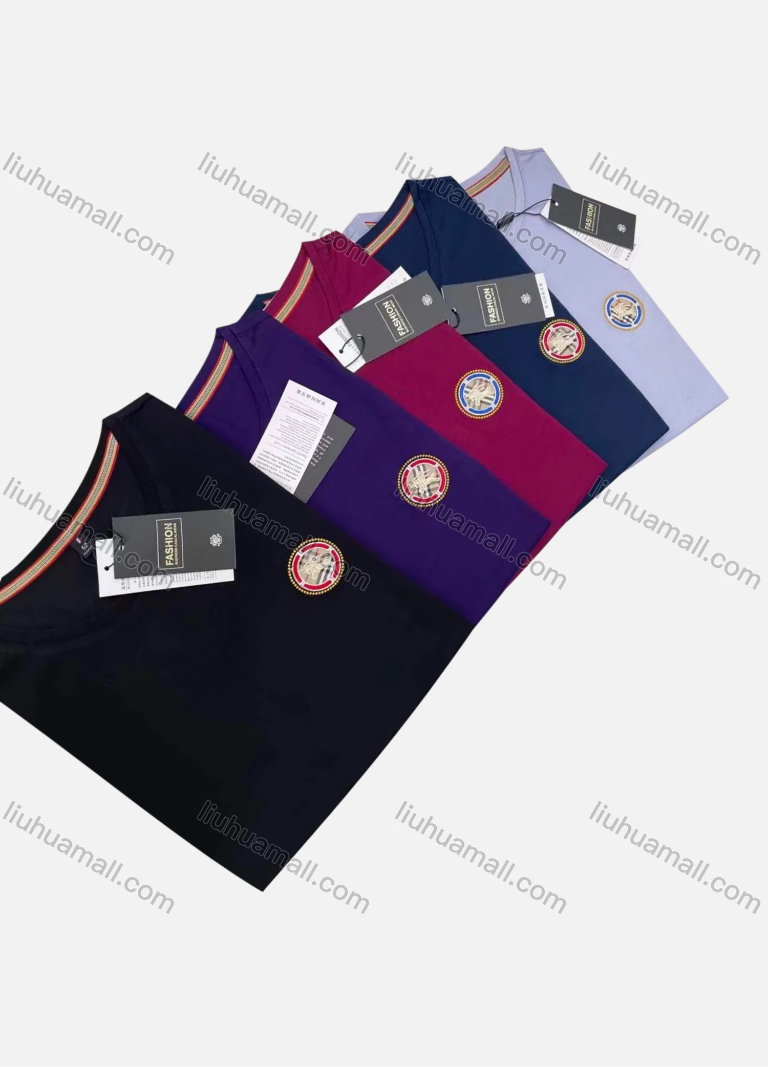 Wholesale Men's Casual Plain Logo Short Sleeve Tee - Liuhuamall