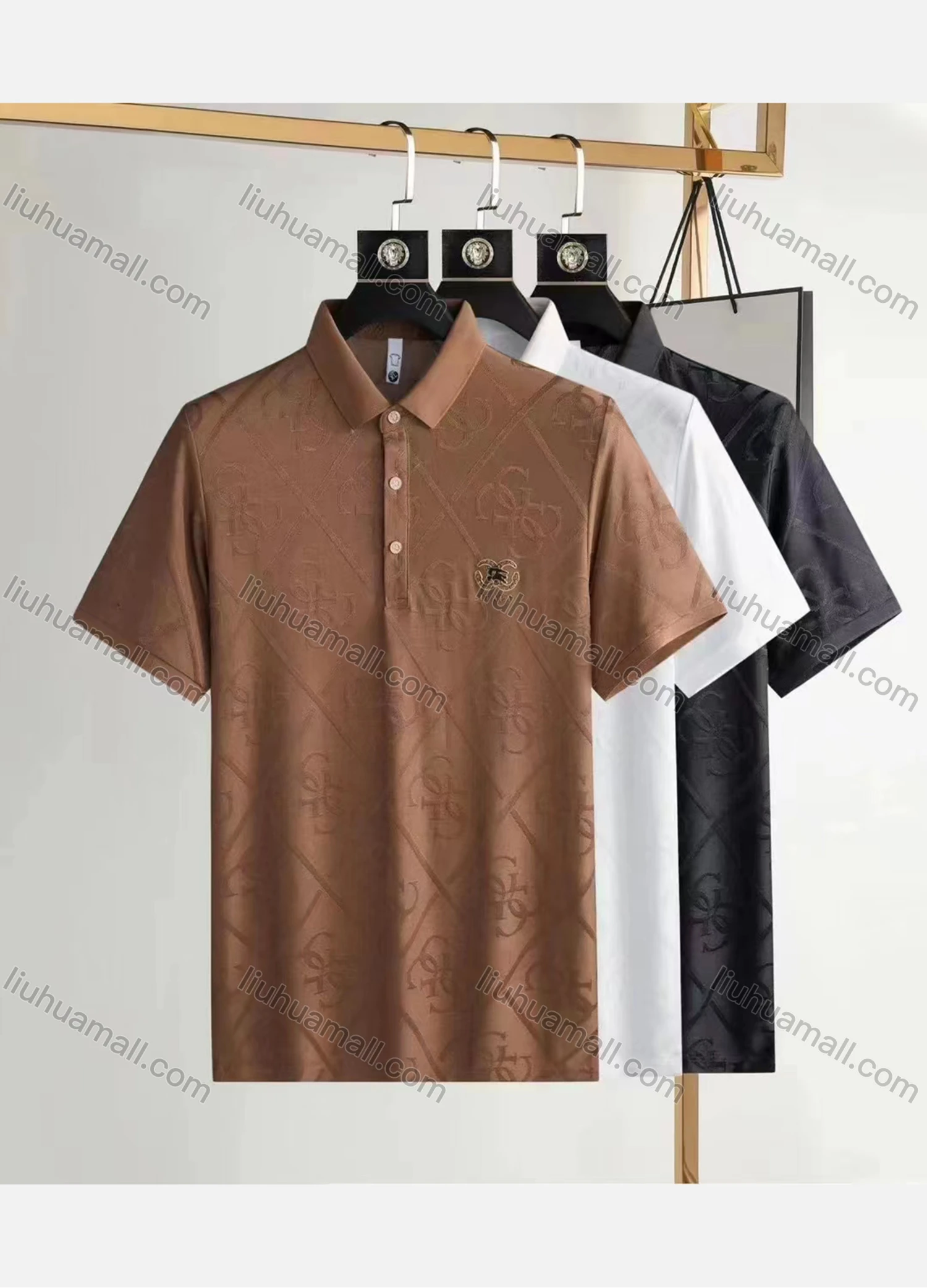 Wholesale Men's Casual Logo Short Sleeve Polo Shirt - Liuhuamall