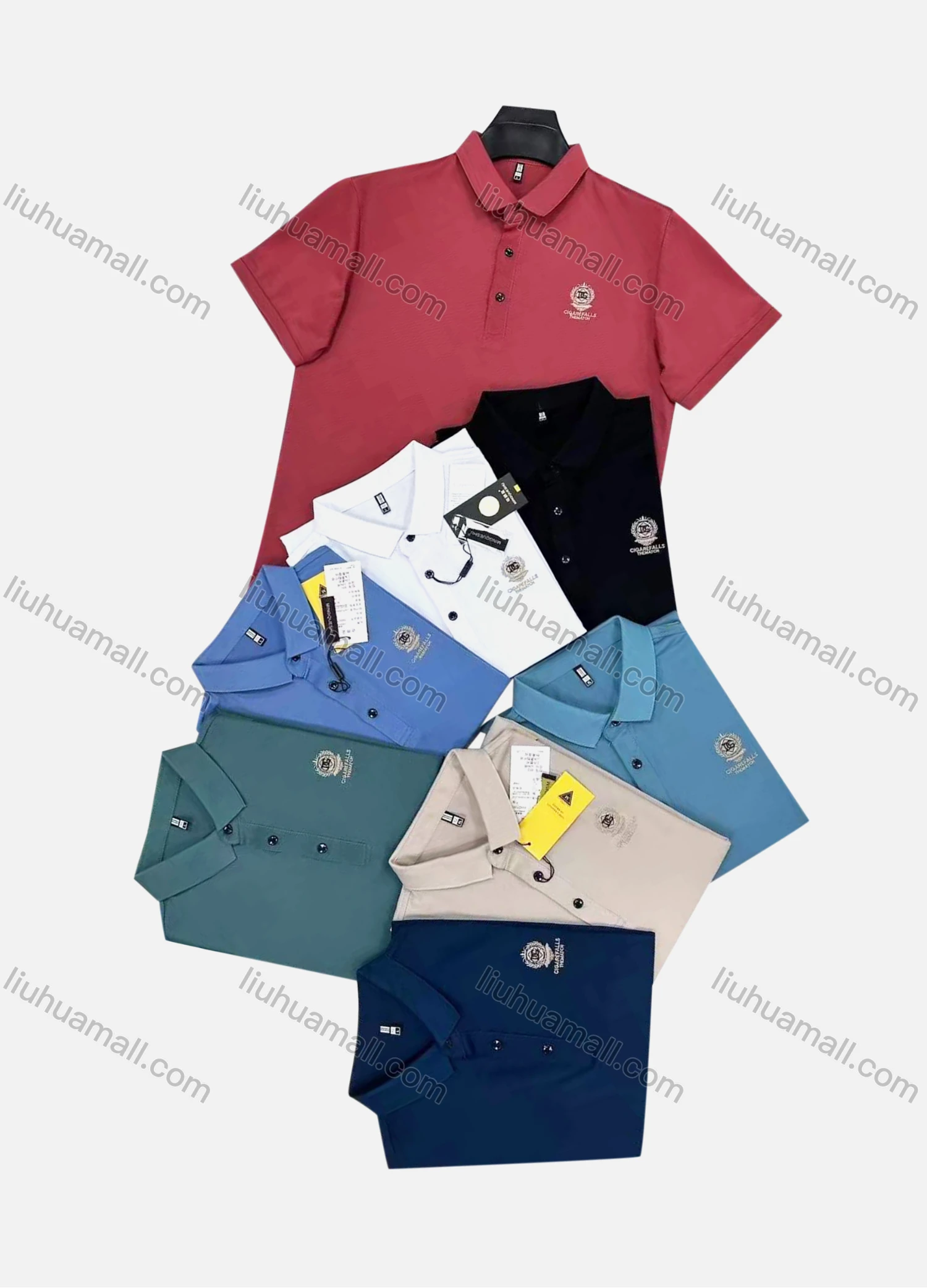 Wholesale Men's Casual Logo Short Sleeve Polo Shirt - Liuhuamall