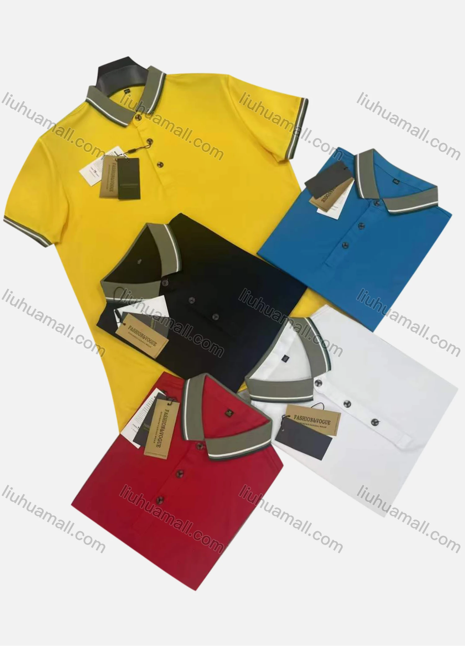 Wholesale Men's Casual Plain Short Sleeve Polo Shirt - Liuhuamall
