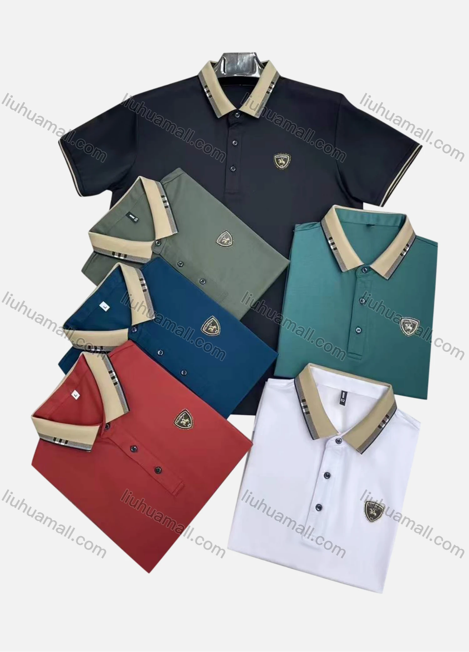 Wholesale Men's Casual Logo Short Sleeve Polo Shirt - Liuhuamall