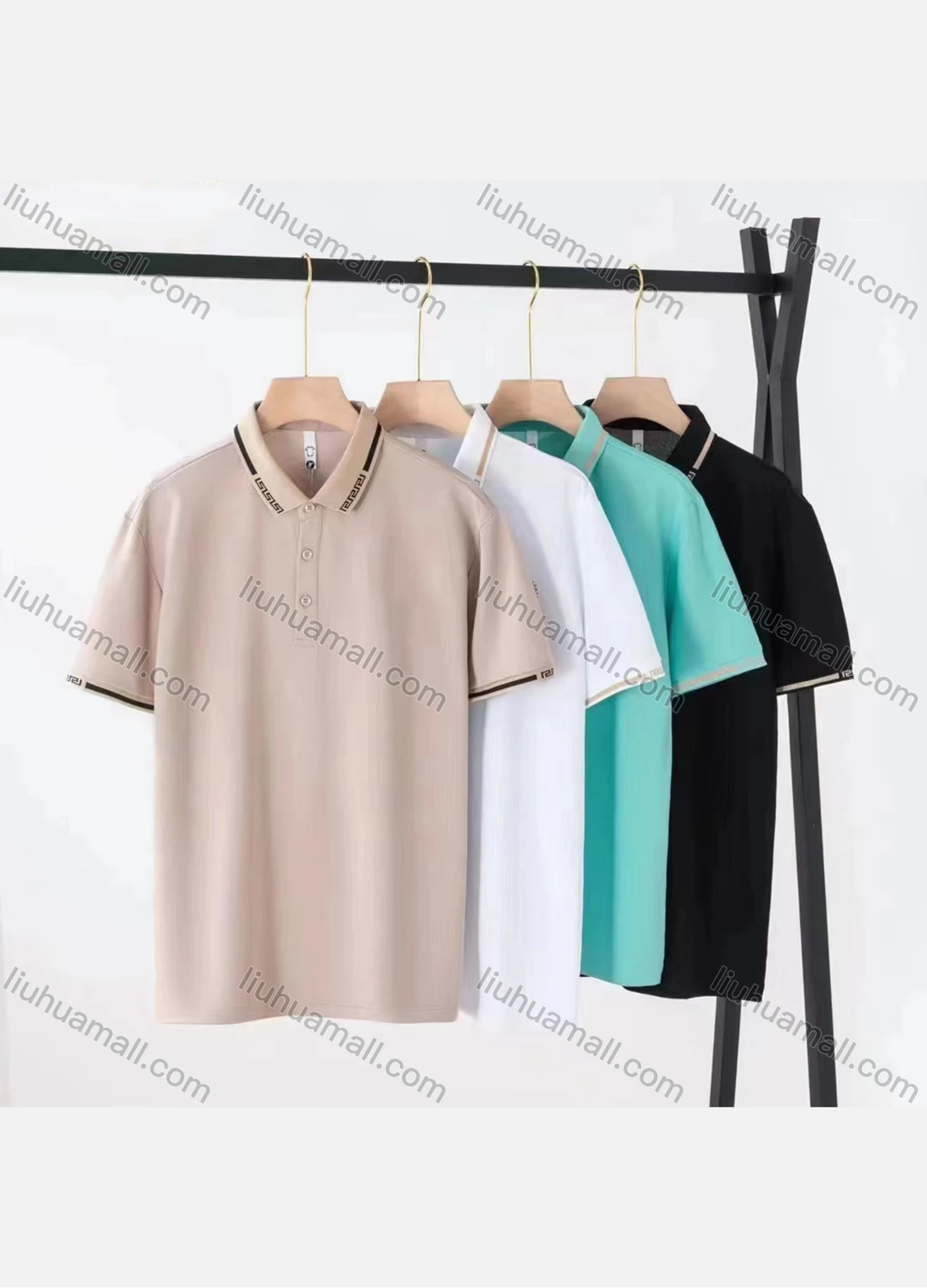 Wholesale Men's Casual Plain Short Sleeve Polo Shirt - Liuhuamall