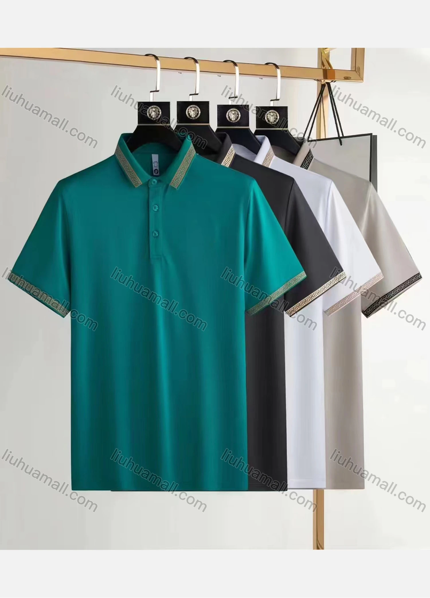 Wholesale Men's Casual Plain Short Sleeve Polo Shirt - Liuhuamall