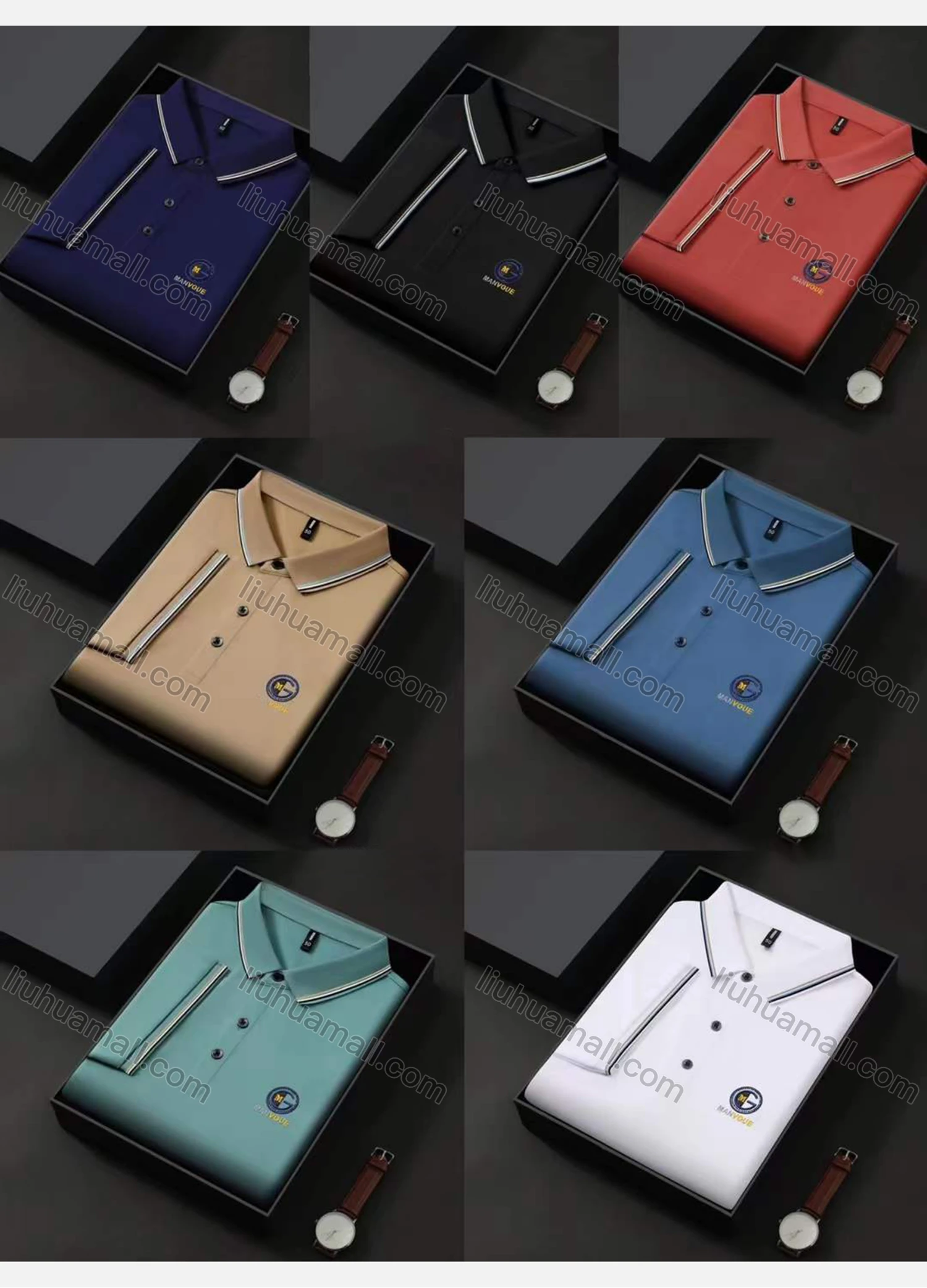 Wholesale Men's Casual Logo Short Sleeve Polo Shirt - Liuhuamall