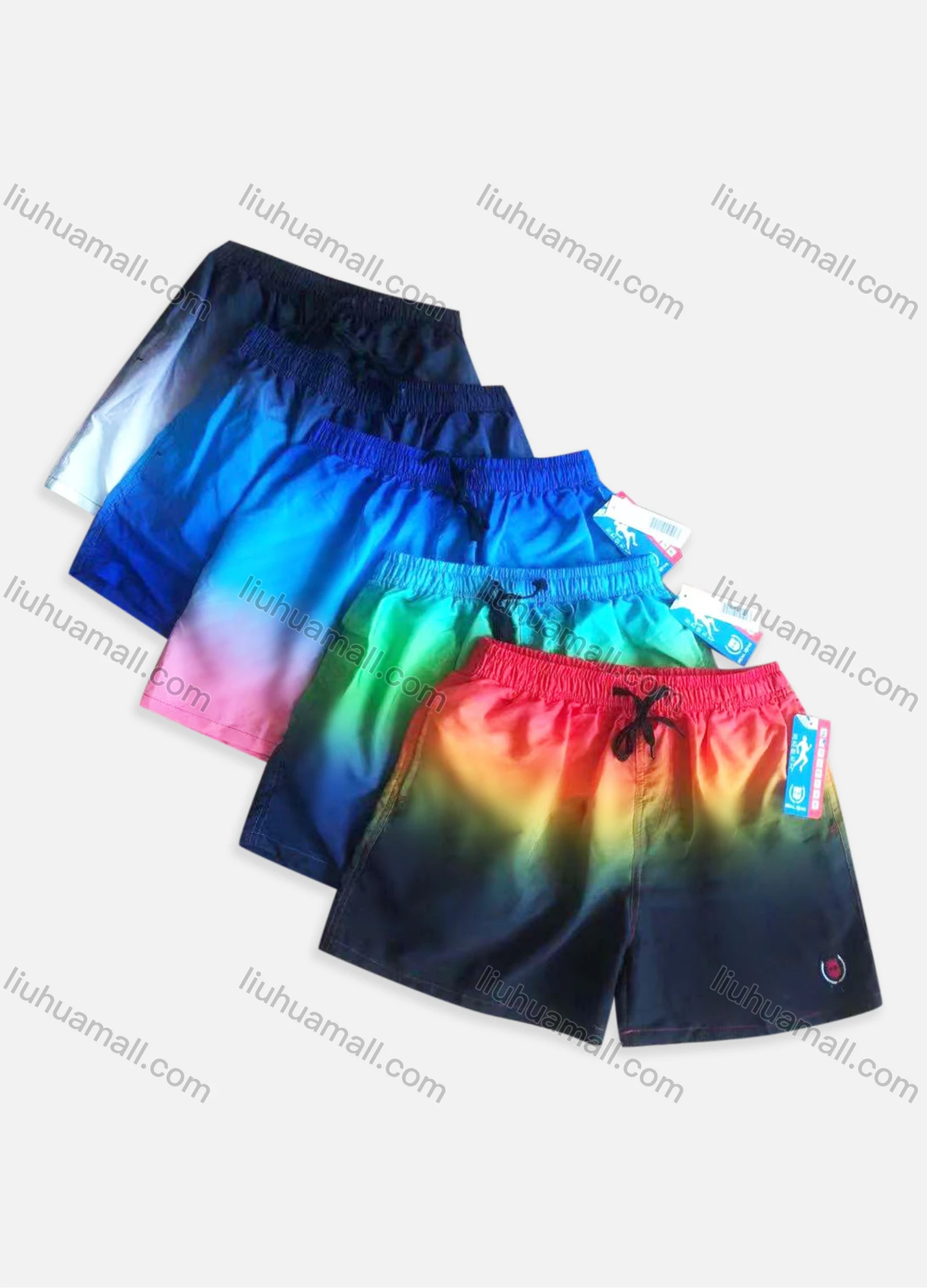 Wholesale Men's Casual Ombre Slant Pockets Elastic Waist Shorts 115-1# - Liuhuamall