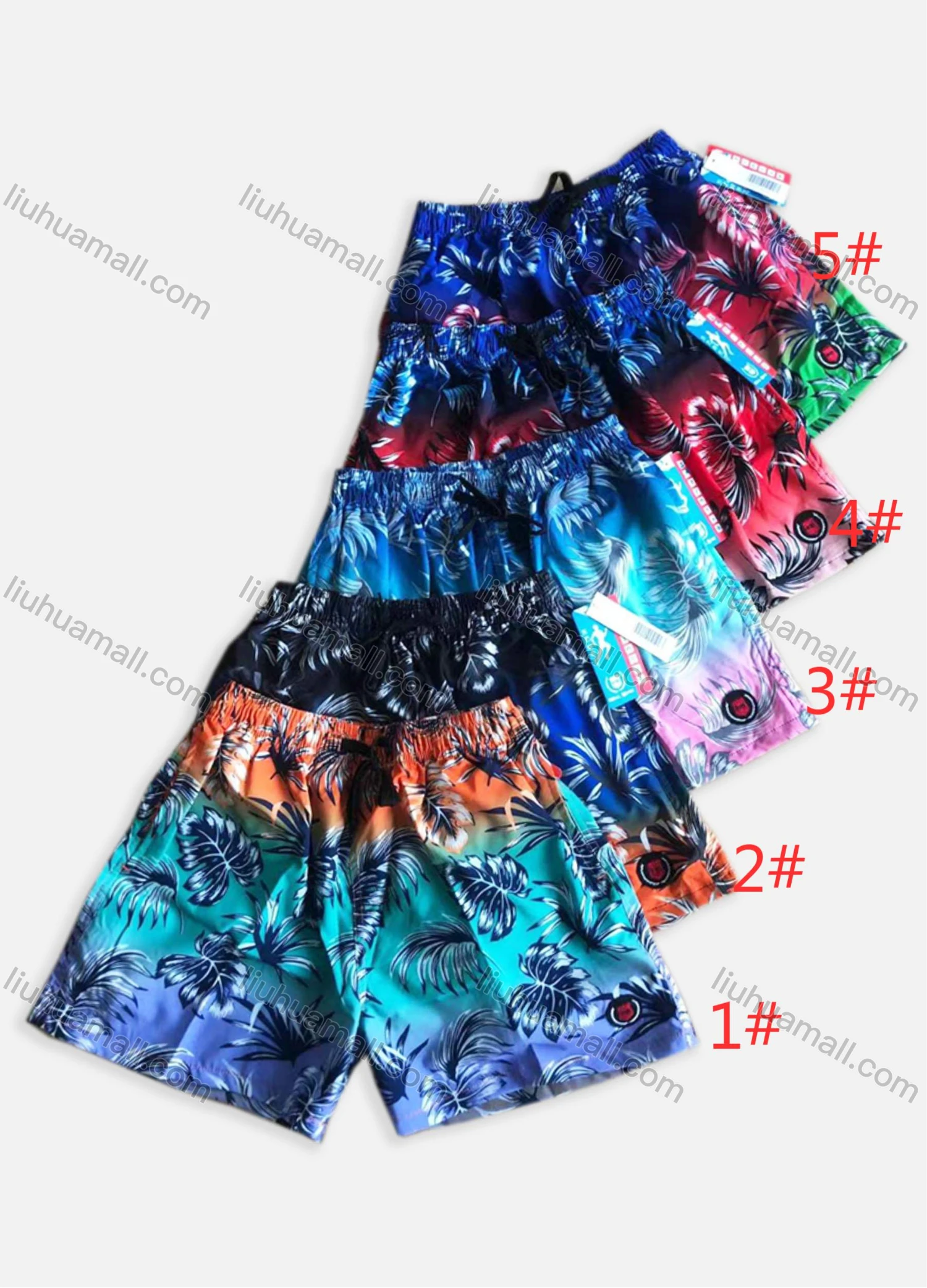Wholesale Men's Casual Tropical Ombre Slant Pockets Elastic Waist Shorts 115-8# - Liuhuamall