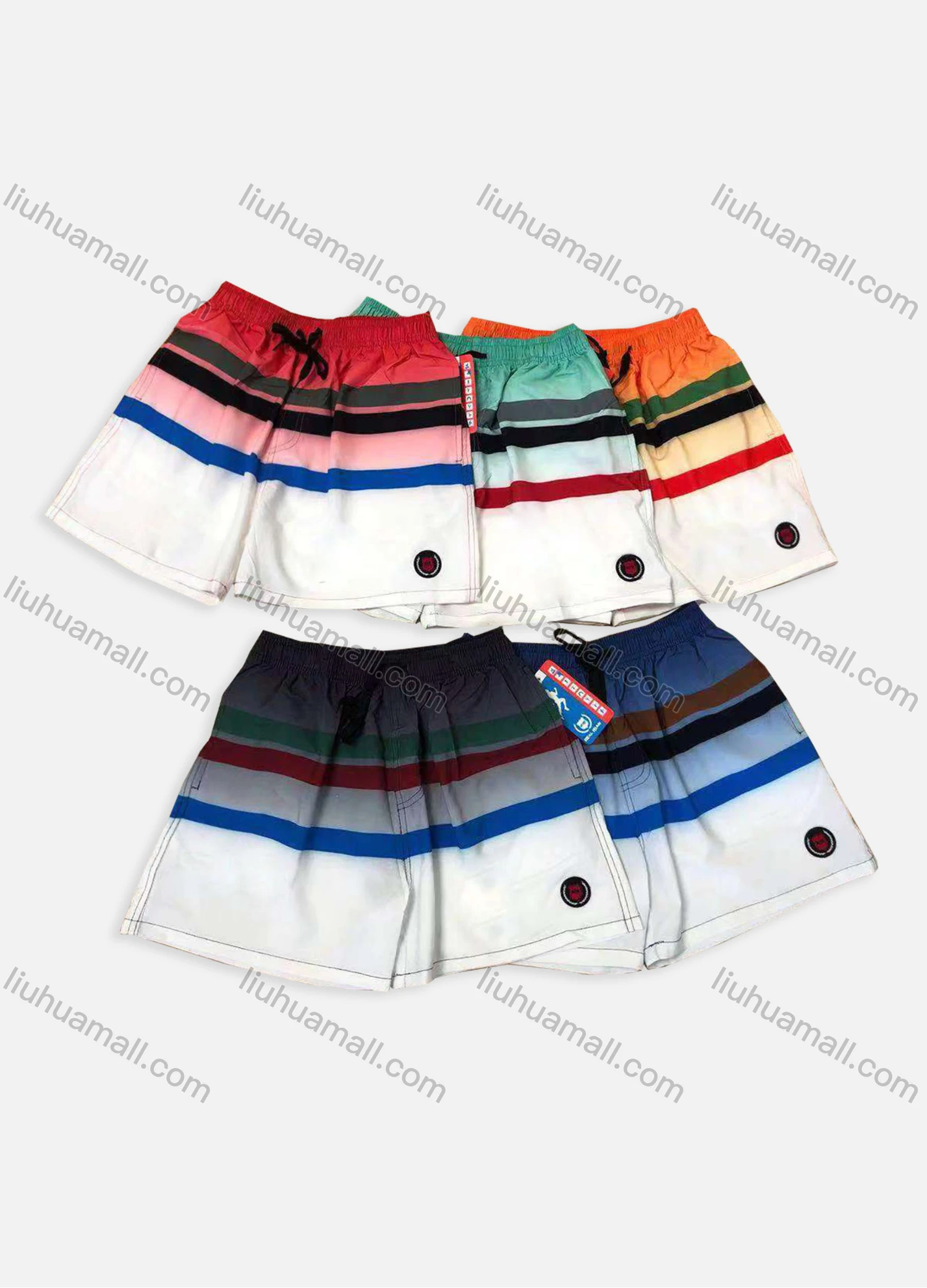 Wholesale Men's Casual Ombre Striped Slant Pockets Elastic Waist Shorts 115-9# - Liuhuamall