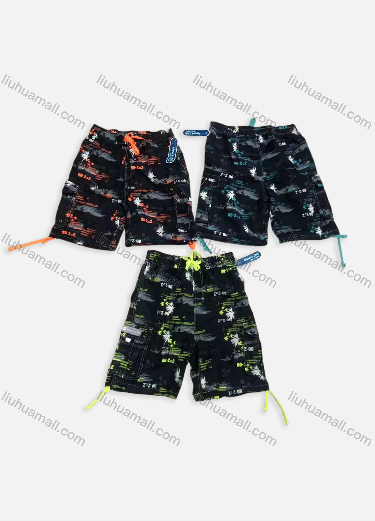 Wholesale Men's Casual Allover Print Slant Pockets Elastic Waist Shorts 178# - Liuhuamall