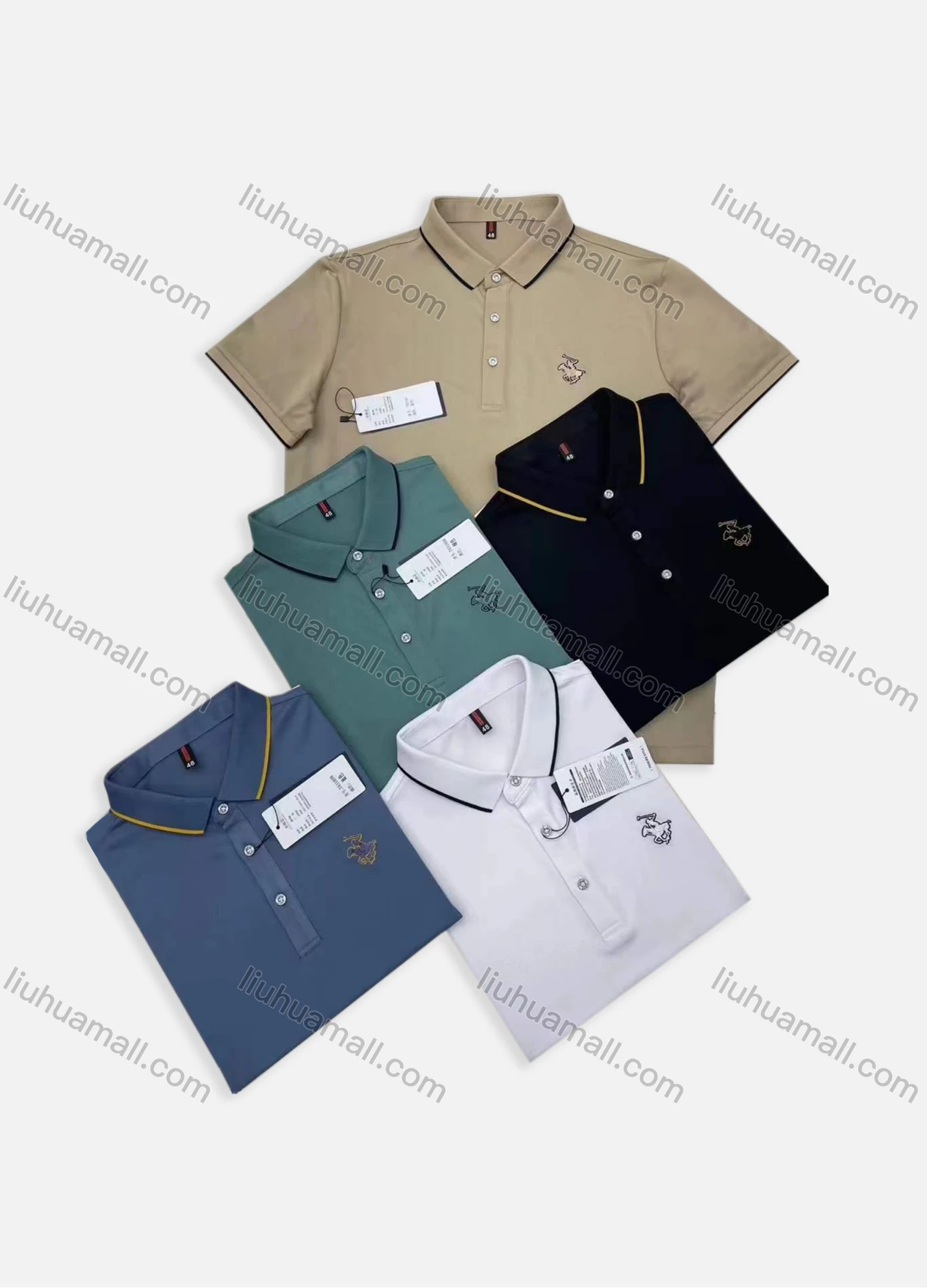 Wholesale Men's Casual Logo Short Sleeve Polo Shirt - Liuhuamall