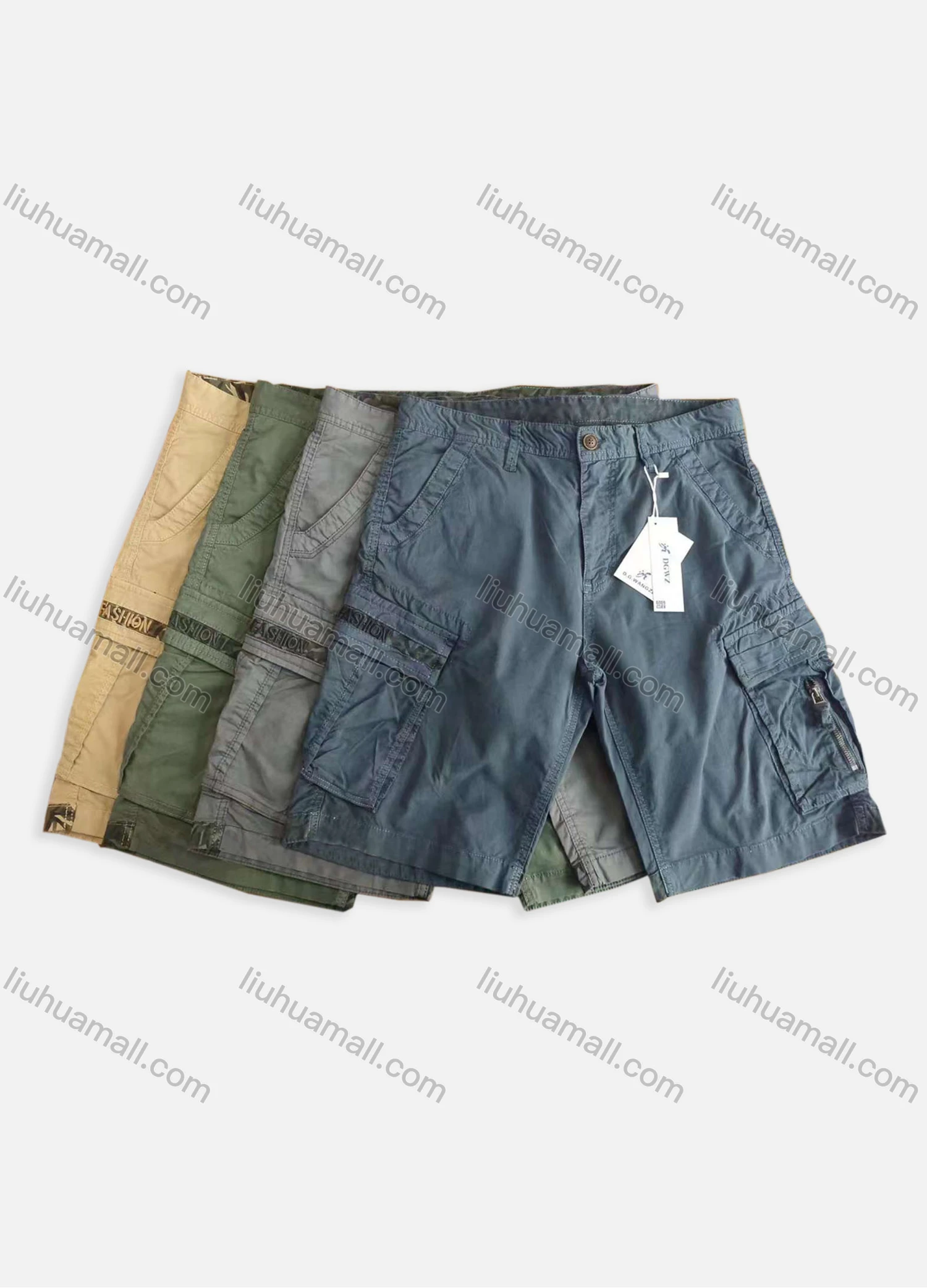 Wholesale Men's Casual Button Closure Plain Cargo Shorts 2803# - Liuhuamall