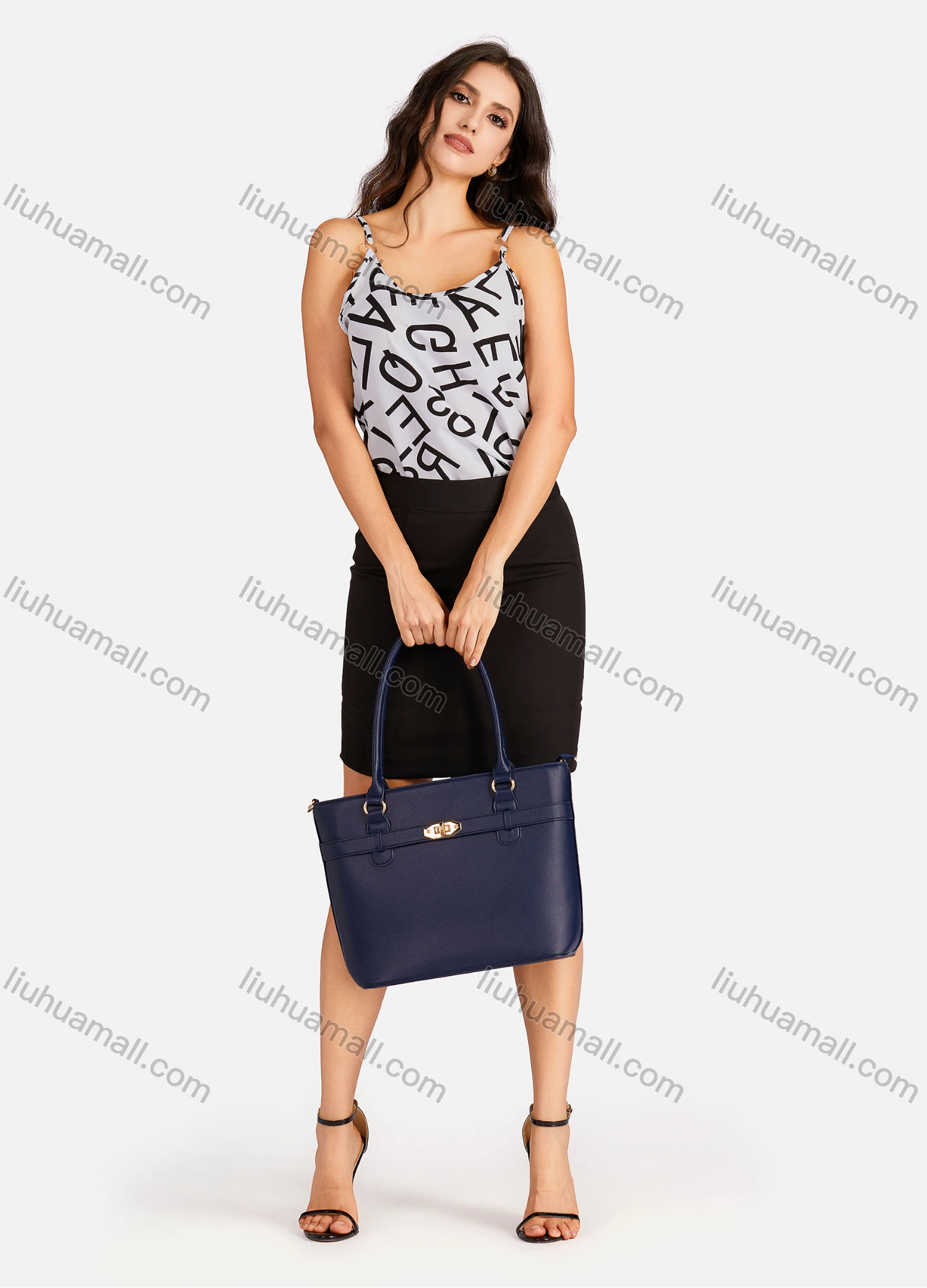 Wholesale Women's Casual Plain & Letter Print Spaghetti Straps Cami Top - Liuhuamall