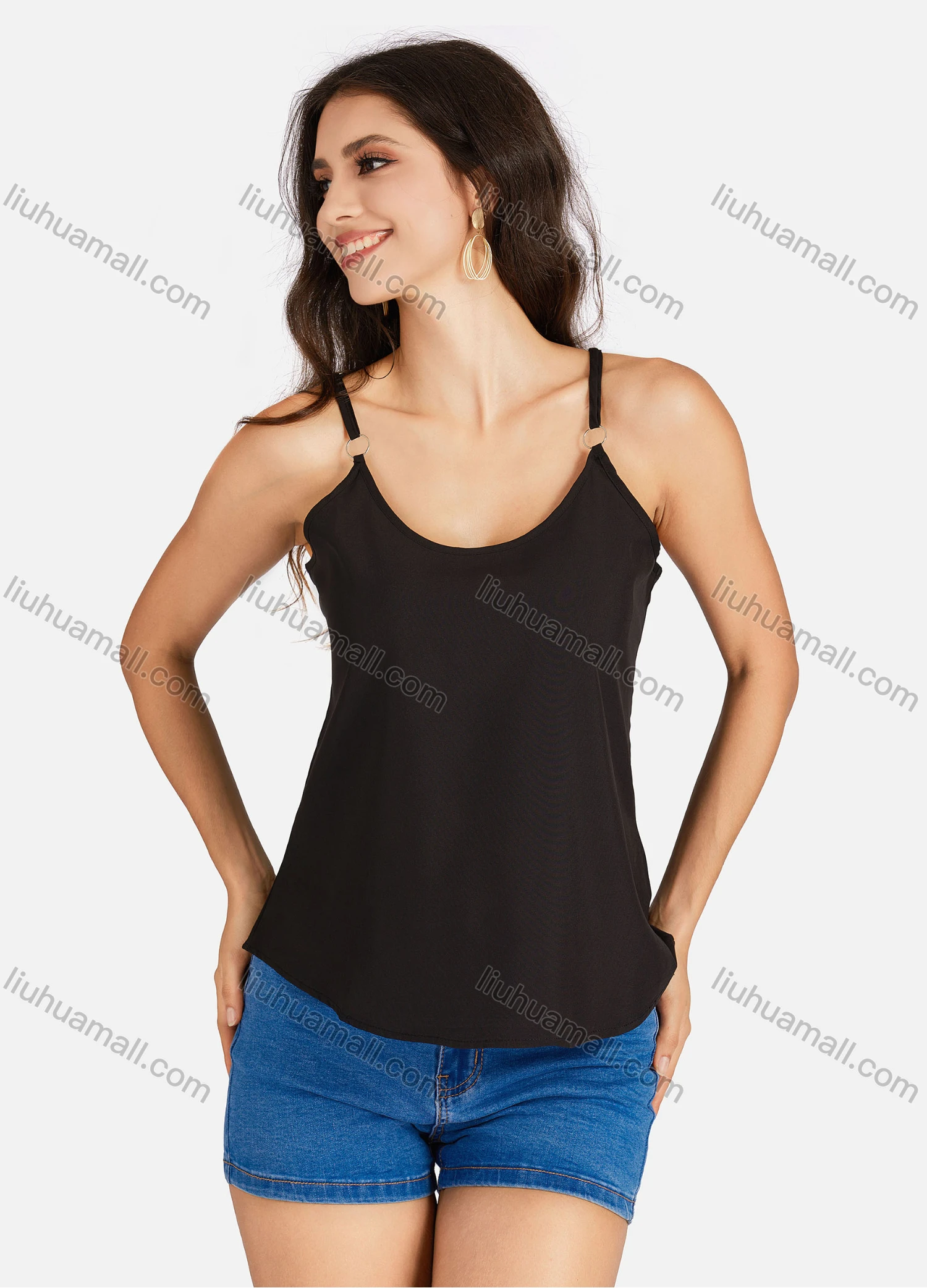 Wholesale Women's Casual Plain & Letter Print Spaghetti Straps Cami Top - Liuhuamall