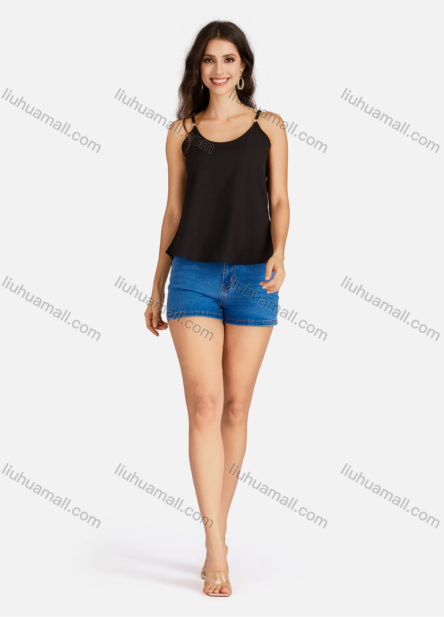 Wholesale Women's Casual Plain & Letter Print Spaghetti Straps Cami Top - Liuhuamall