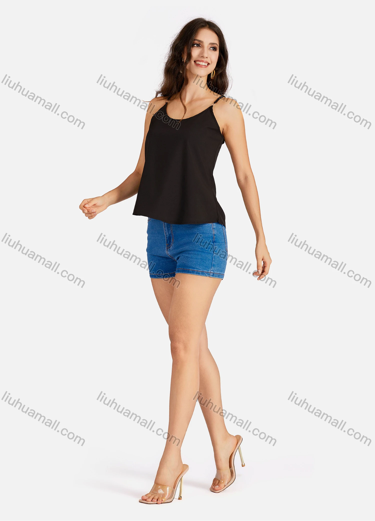 Wholesale Women's Casual Plain & Letter Print Spaghetti Straps Cami Top - Liuhuamall