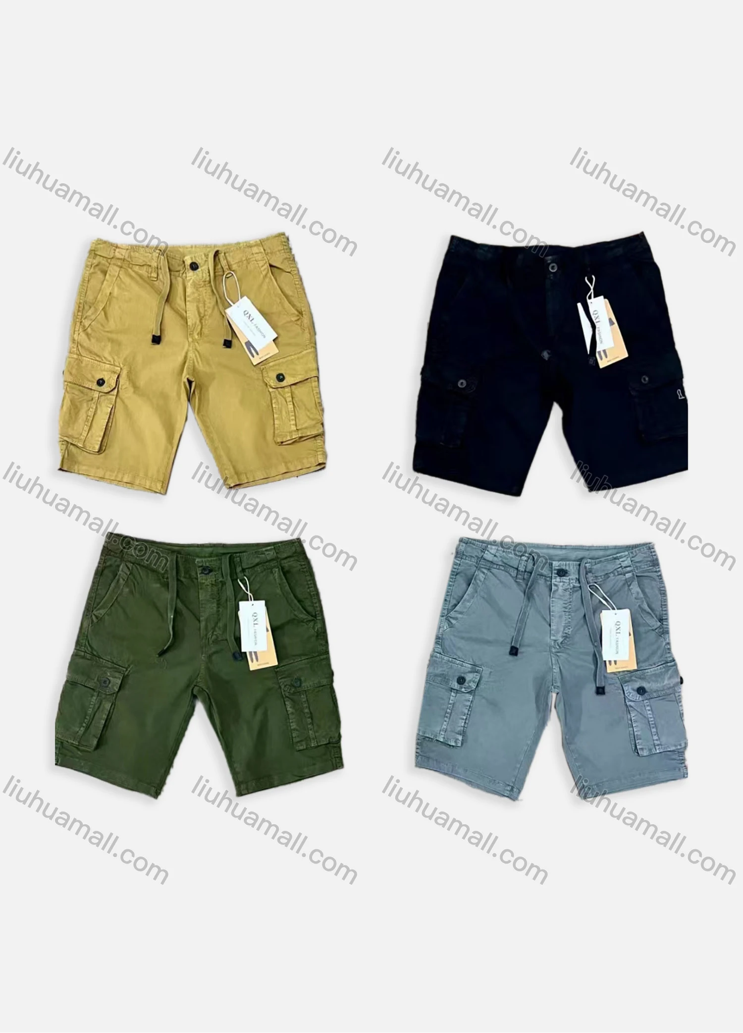 Wholesale Men's Casual Multiple Pockets Drawstring Button Closure Cargo Shorts 8992# - Liuhuamall